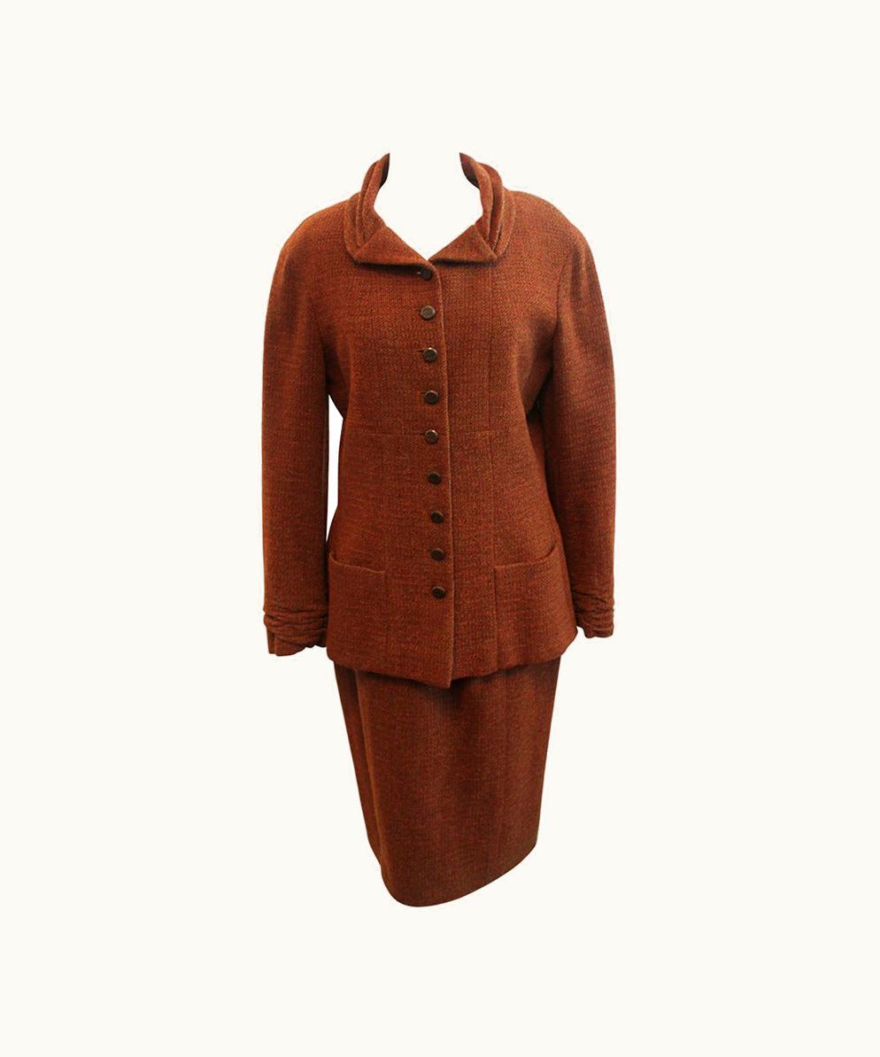 Chanel Chanel Rust Wool Blend Skirt Suit - 42 - Circa 1998