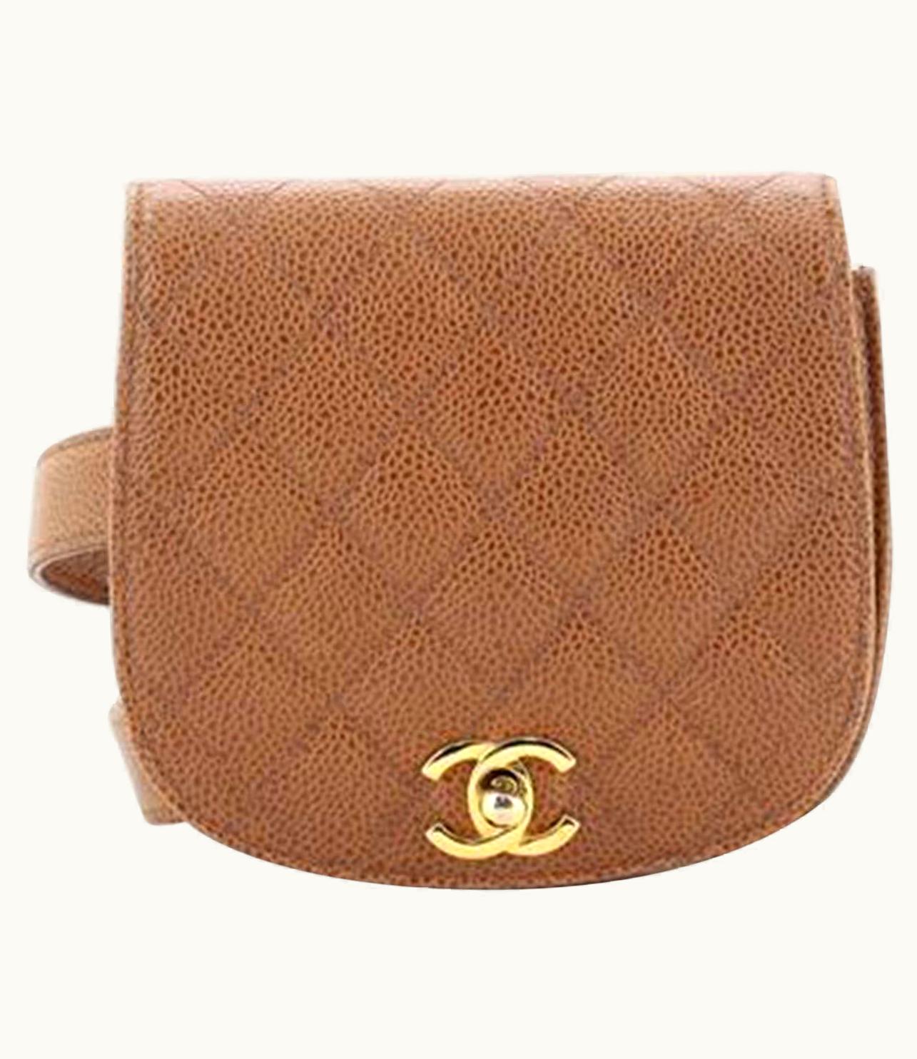 Chanel Chanel Vintage Beige Cc Flap Waist Bag Quilted Caviar Small Bag