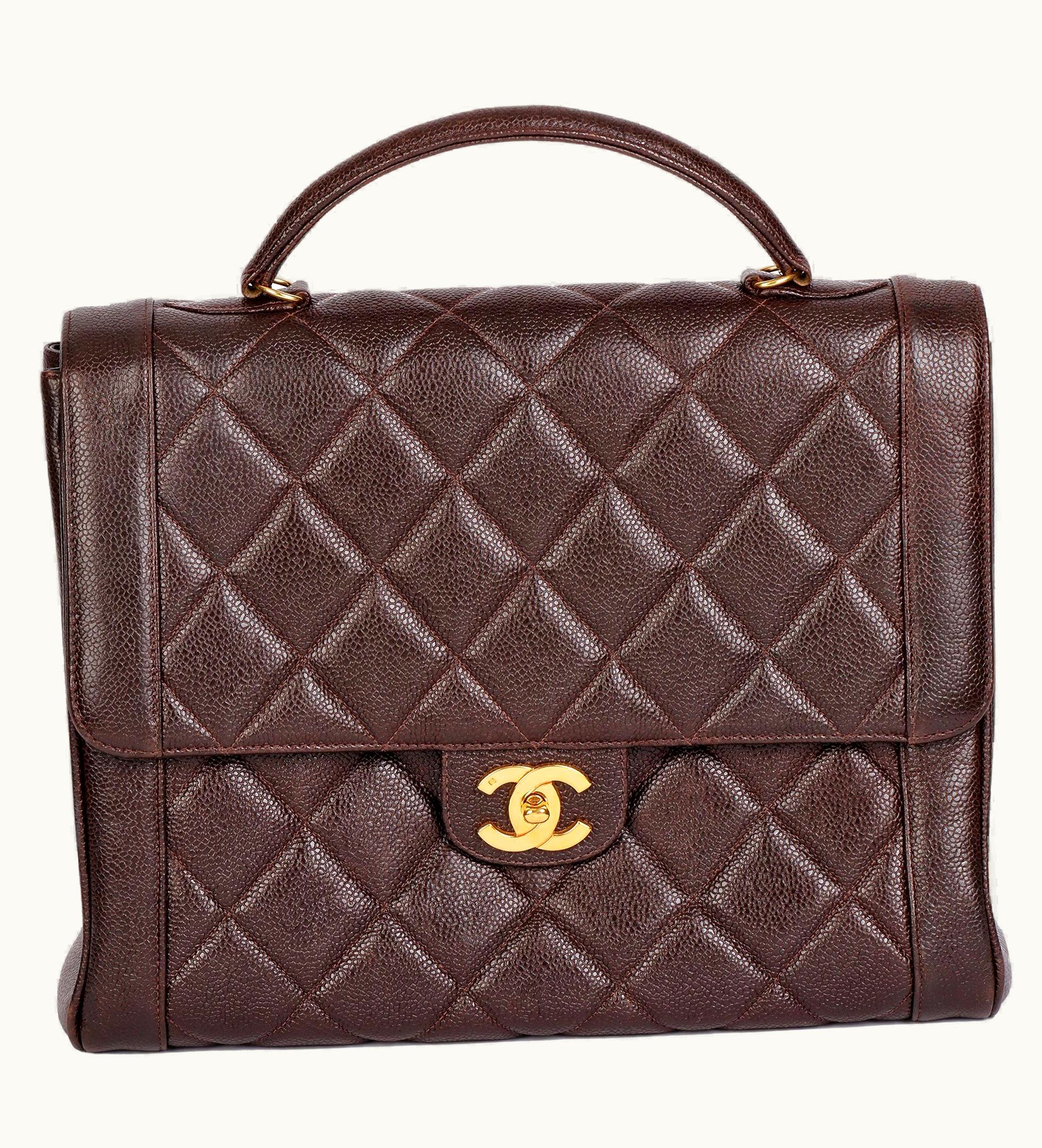 Chanel Chanel Chocolate Brown Quilted Caviar Leather Vintage Classic Kelly