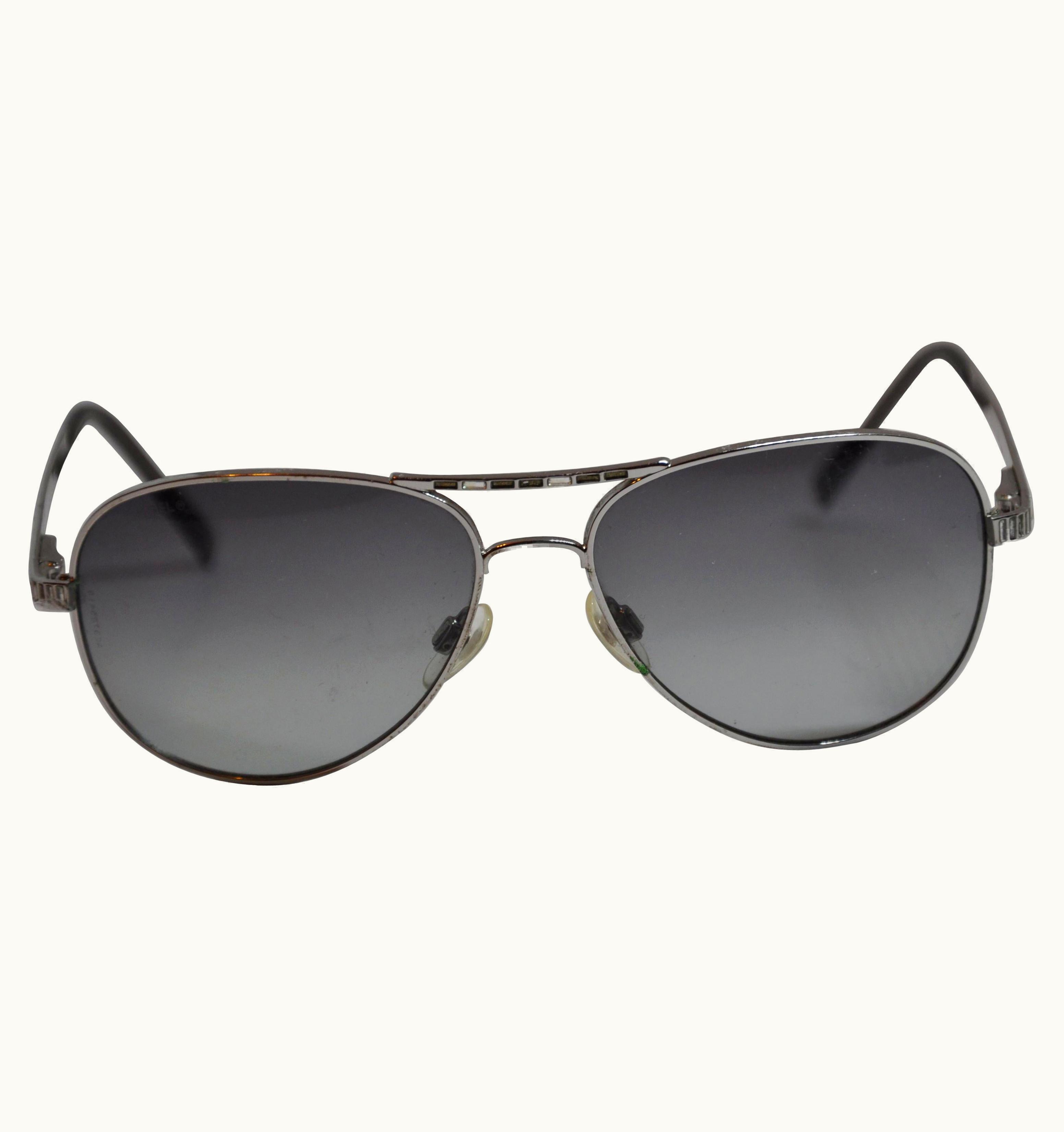 Chanel Chanel Silver Hardware Accented With Micro-Seed Rhinestone Sunglasses