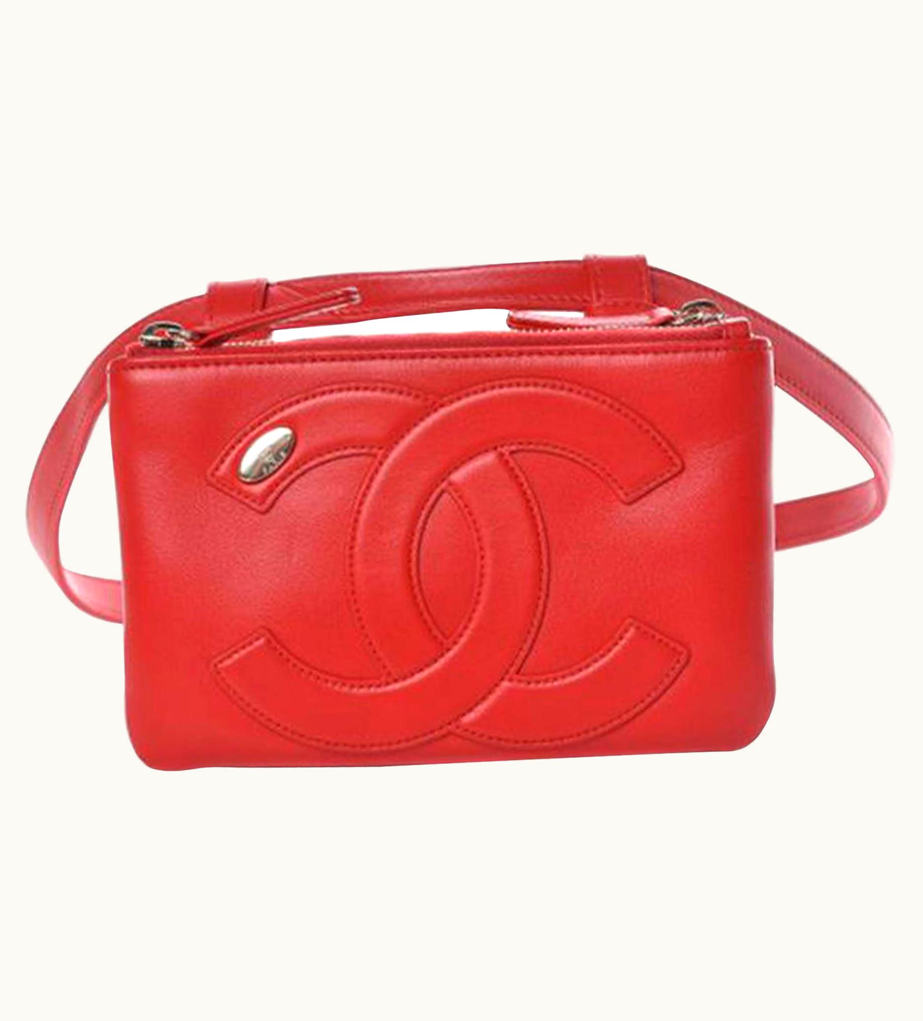 Chanel Chanel Bum Red Lambskin Fanny Pack Waist Belt Leather Bag