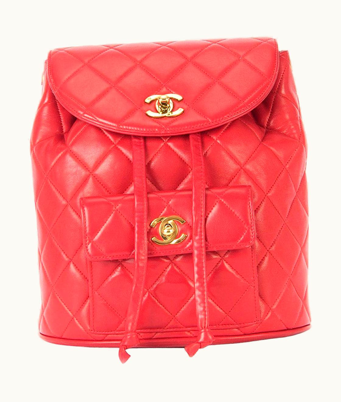 Chanel Chanel Backpack Ultra Rare Duma Vintage Red Lambskin Leather Rucksack Backpack