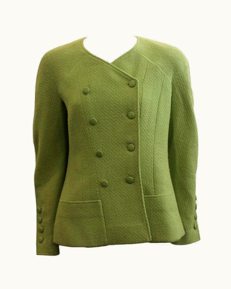 Chanel Chanel Lime Wool Double Breasted Jacket