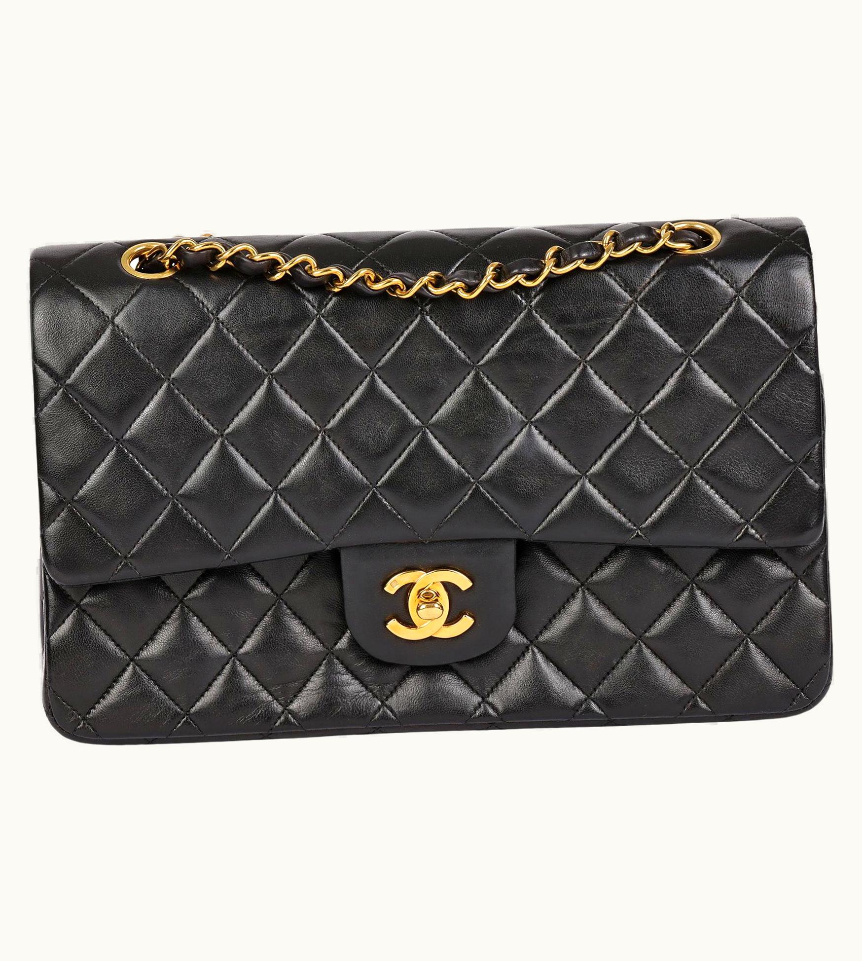 Chanel Chanel Black Quilted Lambskin Vintage Medium Classic Double Flap Bag UZ0591815