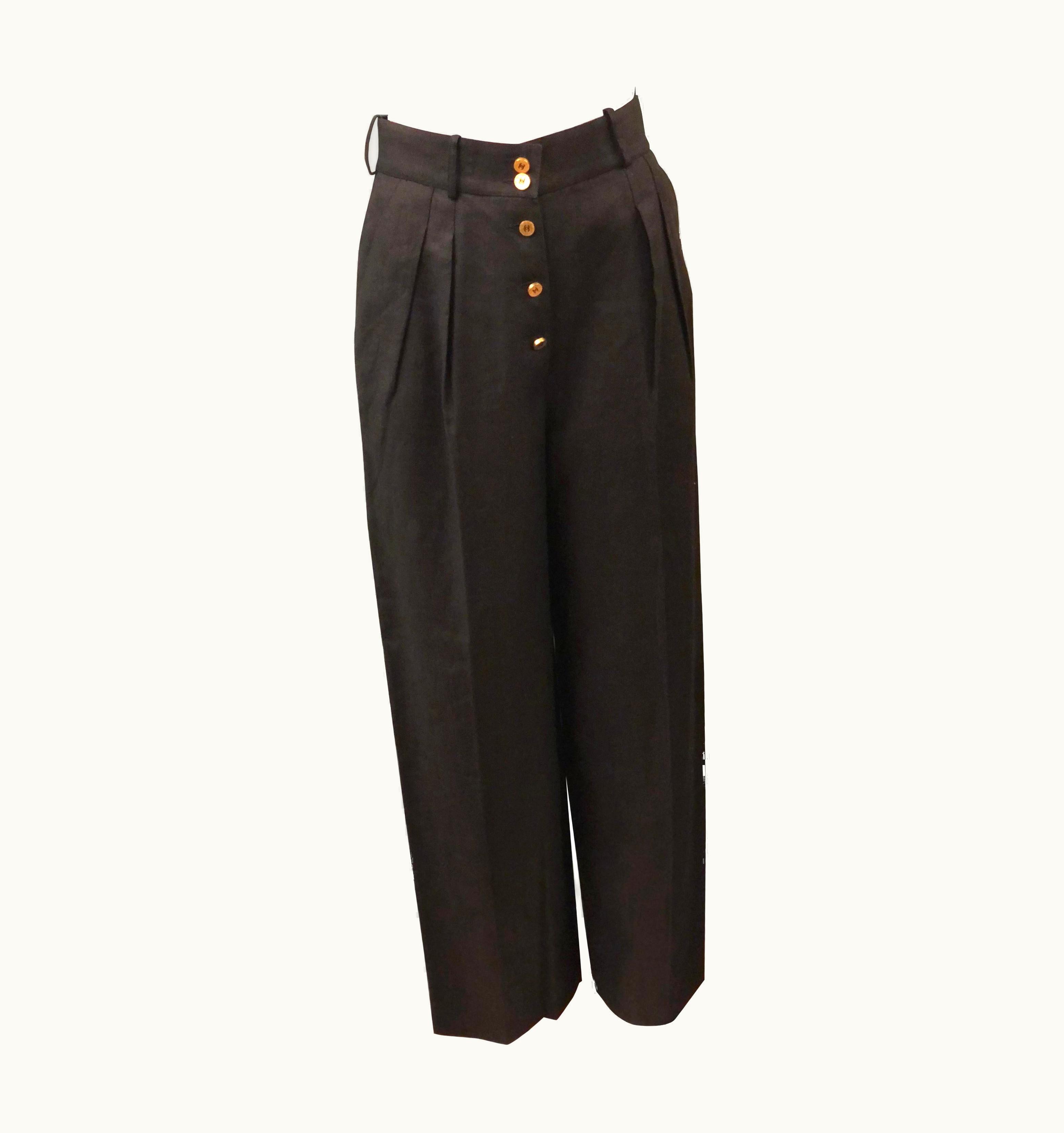 Chanel Vintage Chanel Black Linen Pants