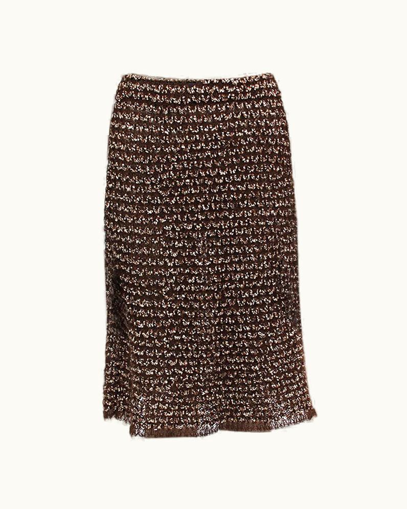 Chanel Chanel Dark Brown Wool & Mohair A-Line Skirt