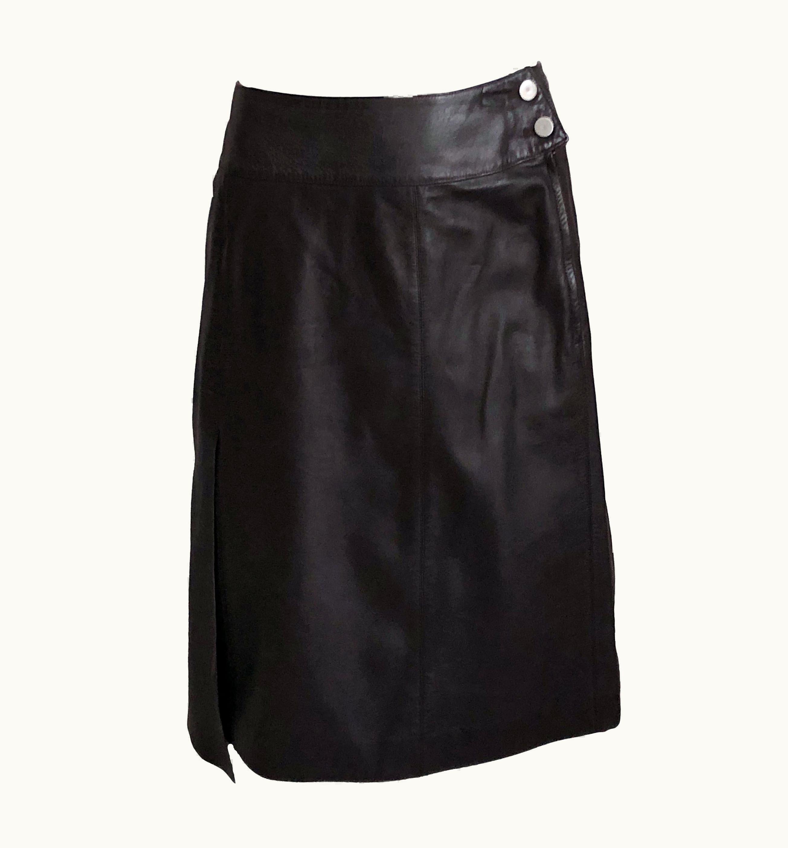 Chanel Chanel Leather Skirt Asymmetric Panel Lambskin Mocha Brown 99p