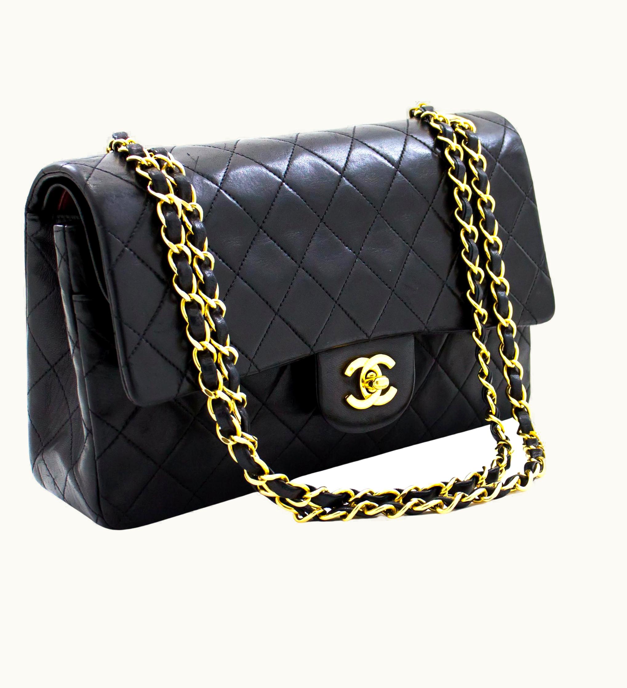 Chanel Chanel 2.55 Double Flap Medium Chain Shoulder Bag Lambskin Black UZ0591837