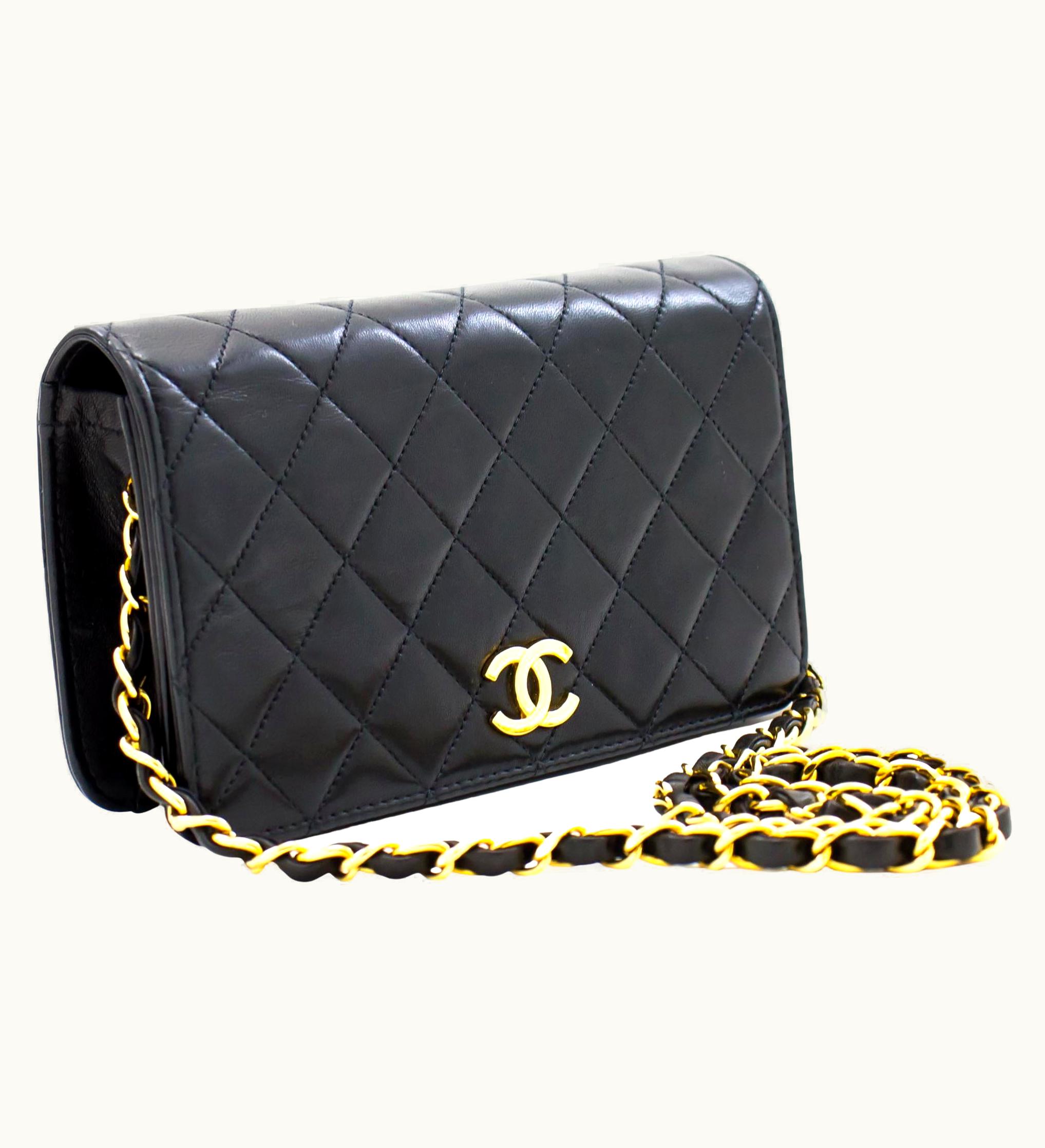 Chanel Chanel Full Chain Flap Shoulder Bag Black Clutch Quilted Lambskin UZ0591838