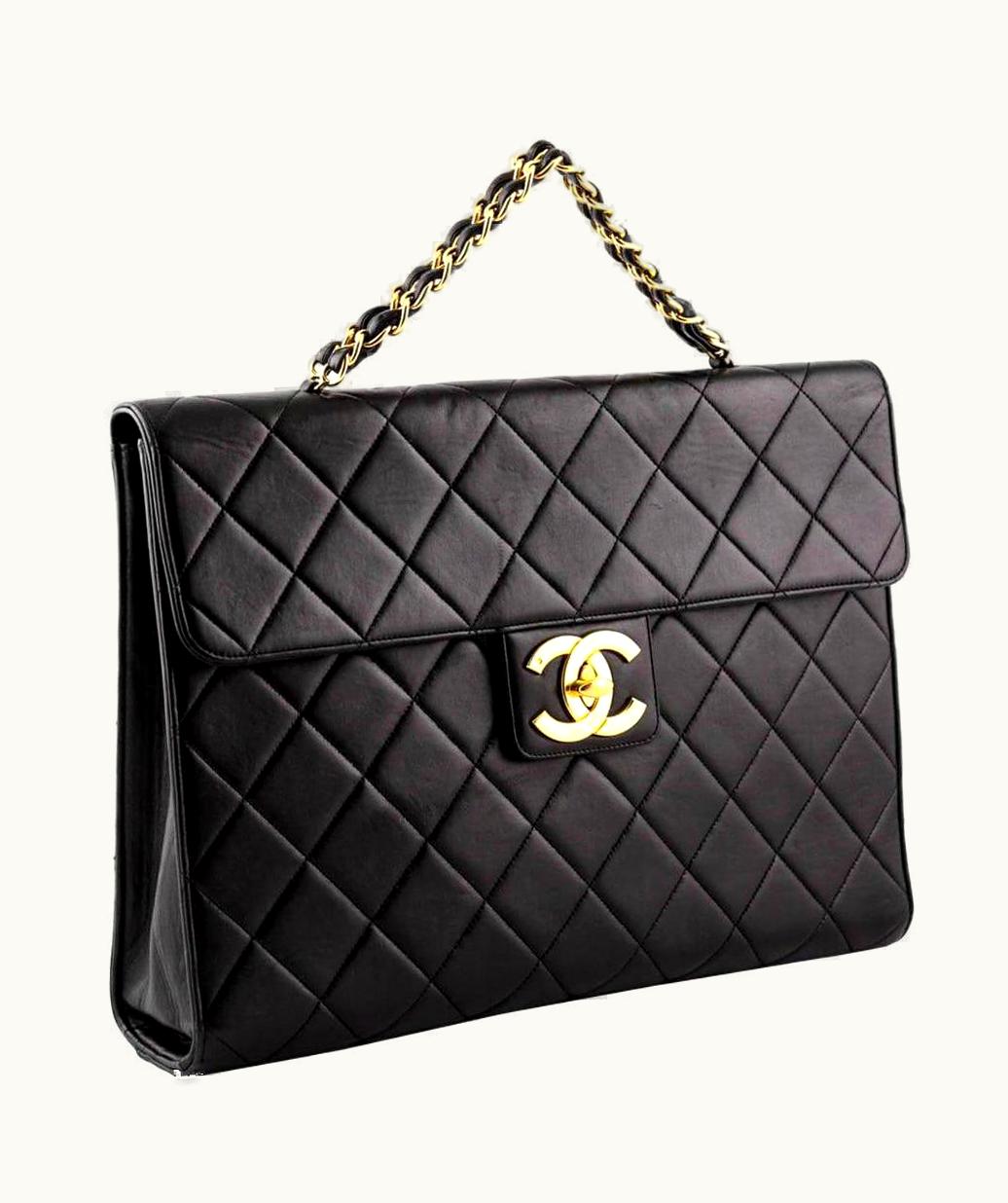 Chanel Chanel Portfolio 1994 Rare Vintage Gold Top Handle Business Briefcase Lambskin UZ0591848