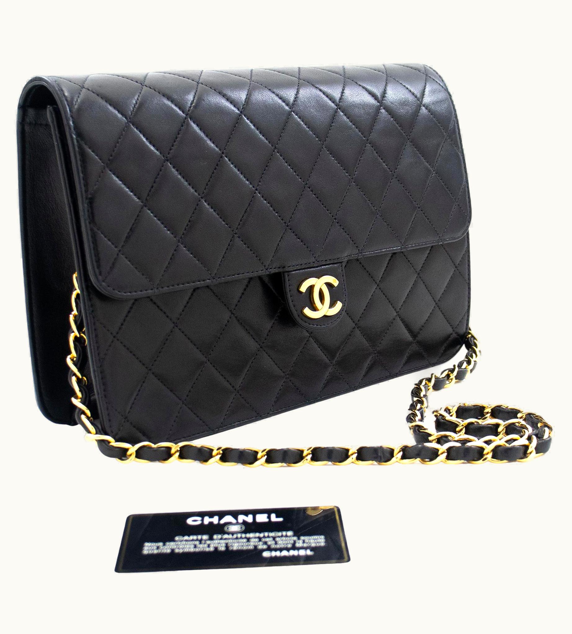 Chanel Chanel Chain Shoulder Bag Black Clutch Flap Quilted Purse Lambskin UZ0591851