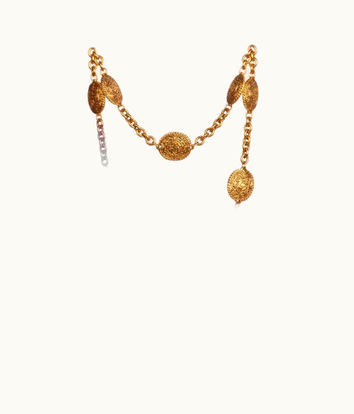 Chanel Chanel Gold-Tone Horse Riding Motif Medallion Necklace Belt, 1990s