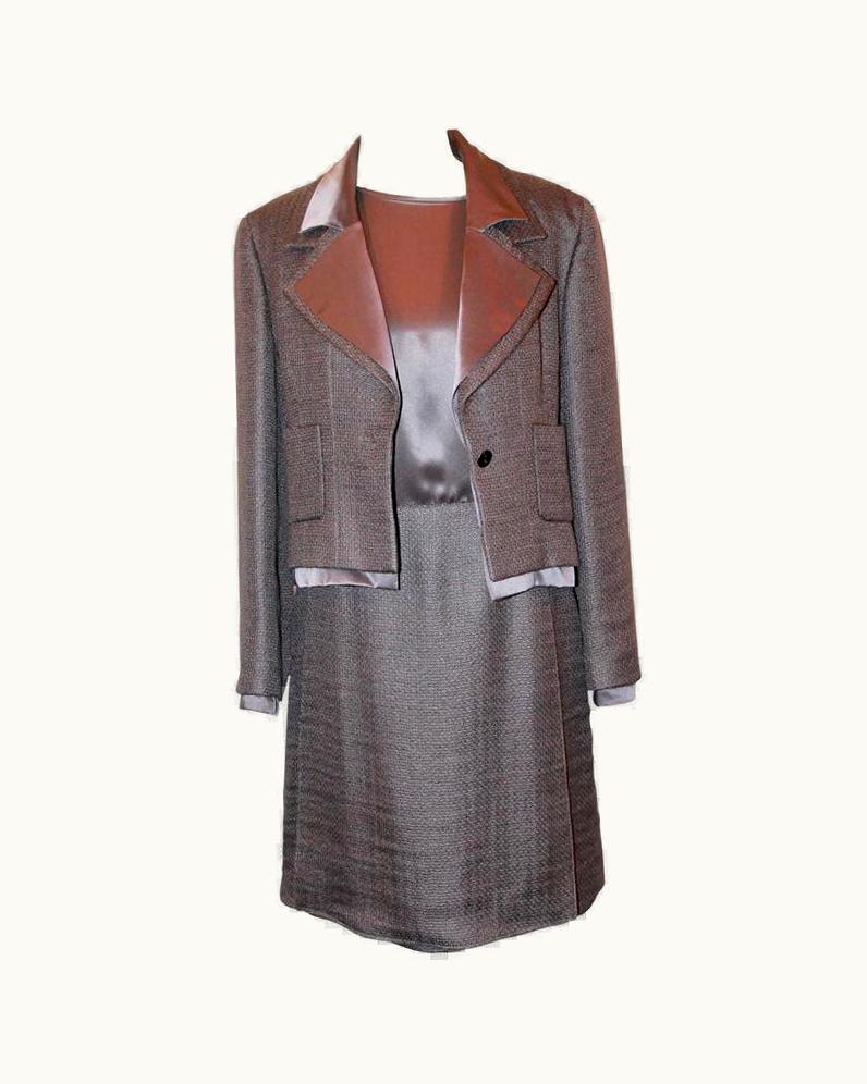 Chanel Chanel Eggplant Mohair & Silk Skirt Suit & Top Set 1999