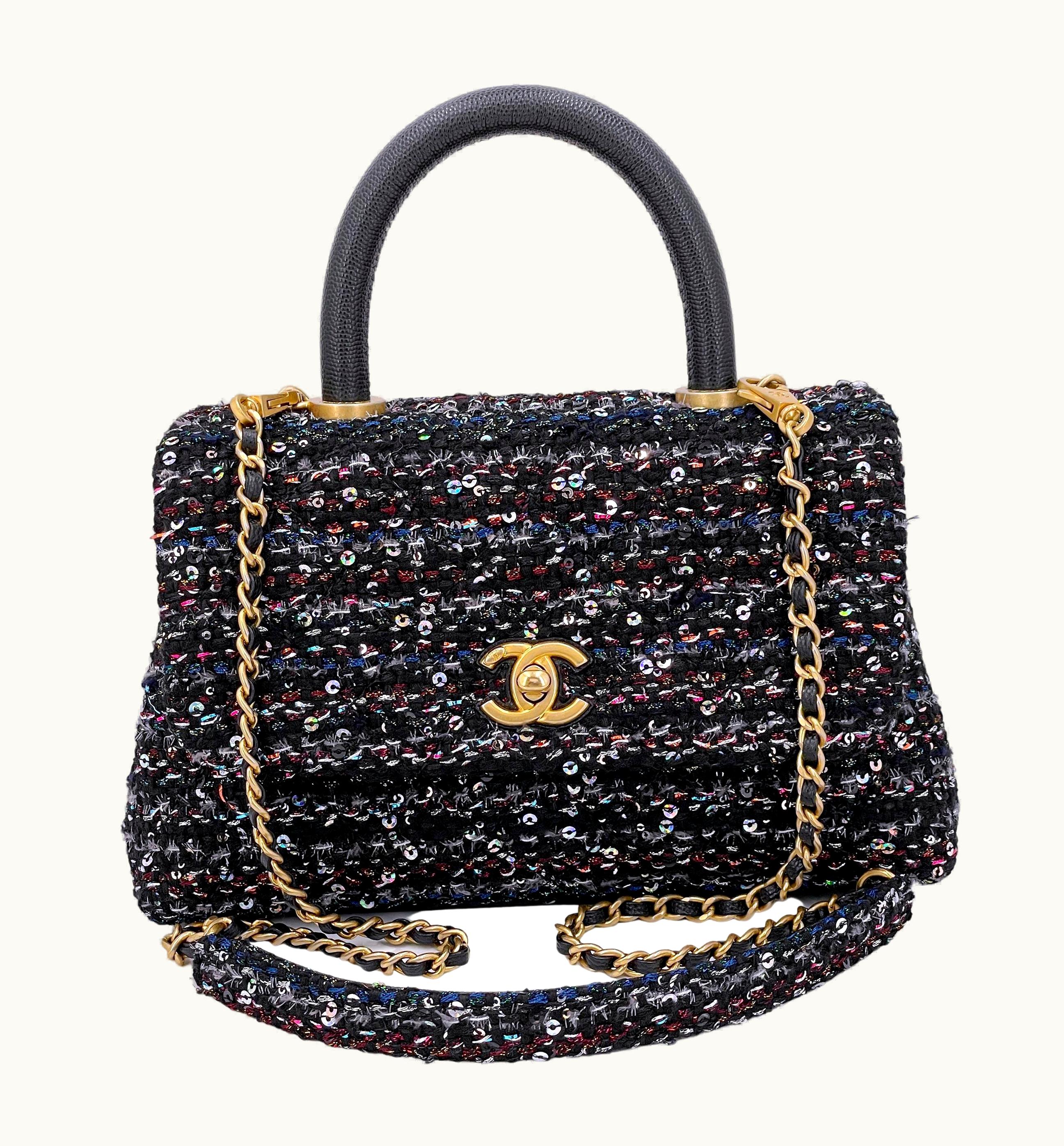 Chanel Chanel 20a Metiers D'Art Tweed Sequin Coco Handle Bag Ghw