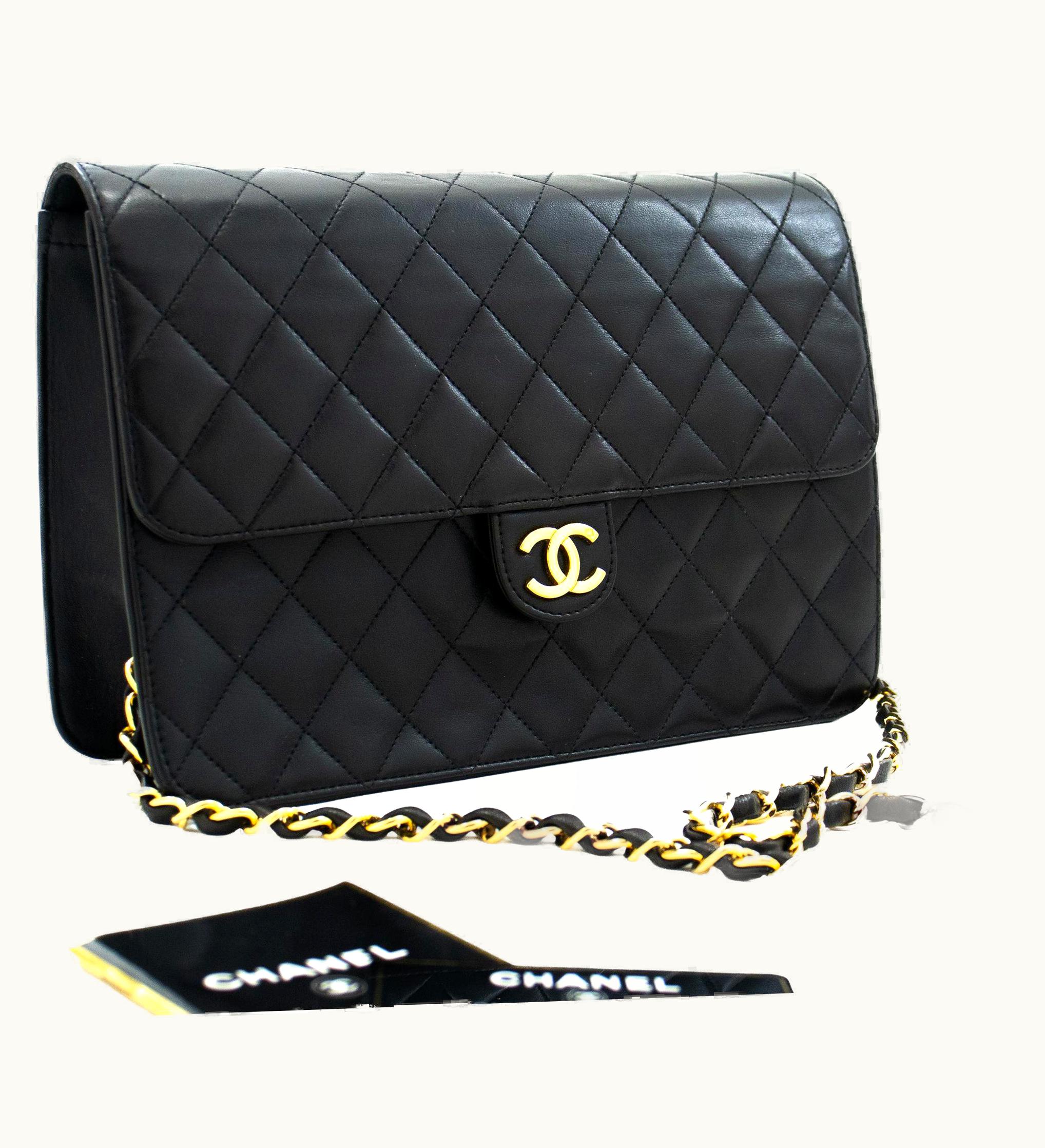 Chanel Chanel Chain Shoulder Bag Black Clutch Flap Quilted Purse Lambskin UZ0591875