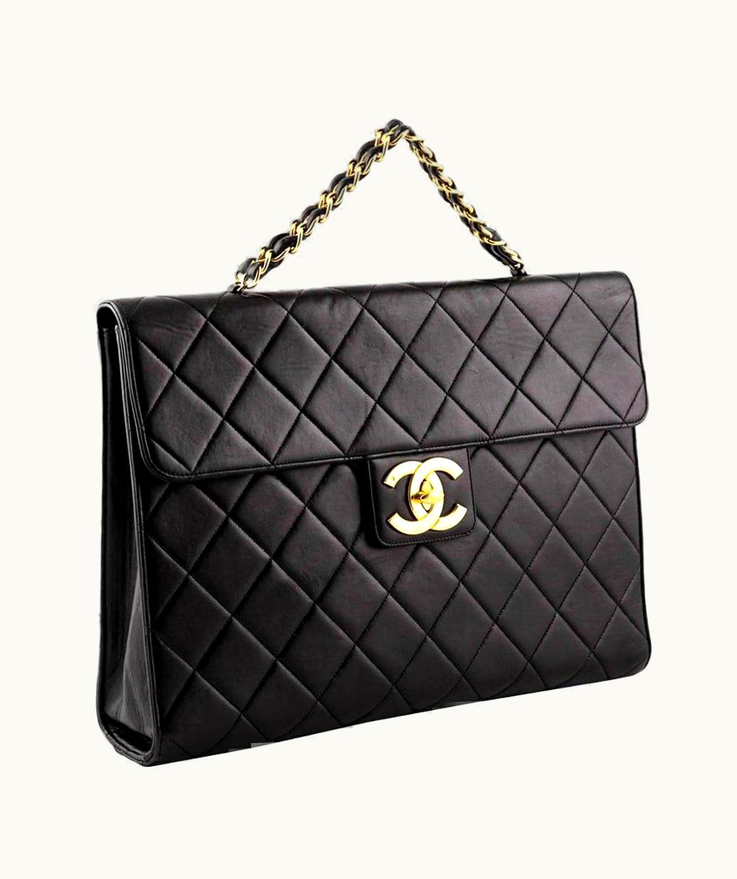 Chanel Chanel Portfolio 1994 Rare Vintage Gold Top Handle Business Briefcase Lambskin UZ0591877