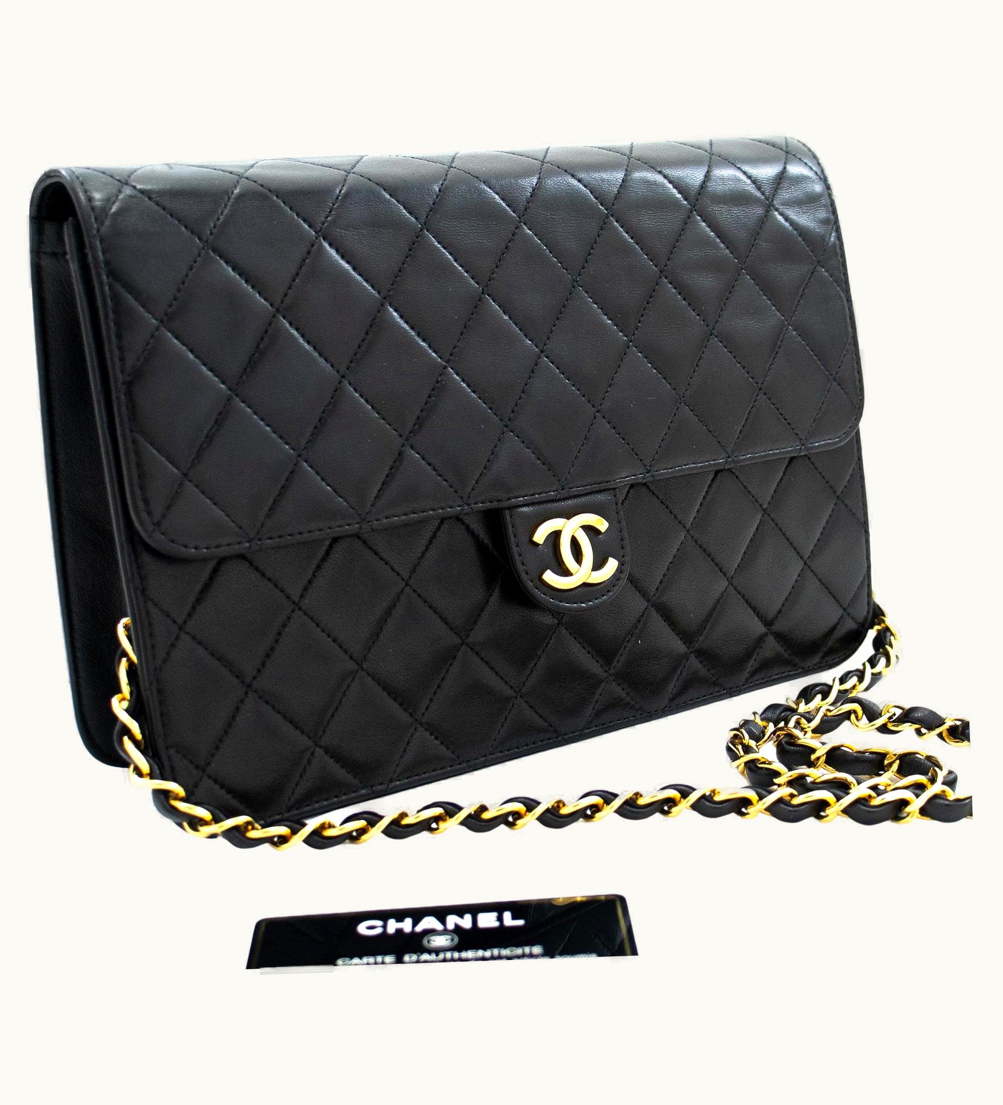 Chanel Chanel Chain Shoulder Bag Black Clutch Flap Quilted Purse Lambskin UZ0591880
