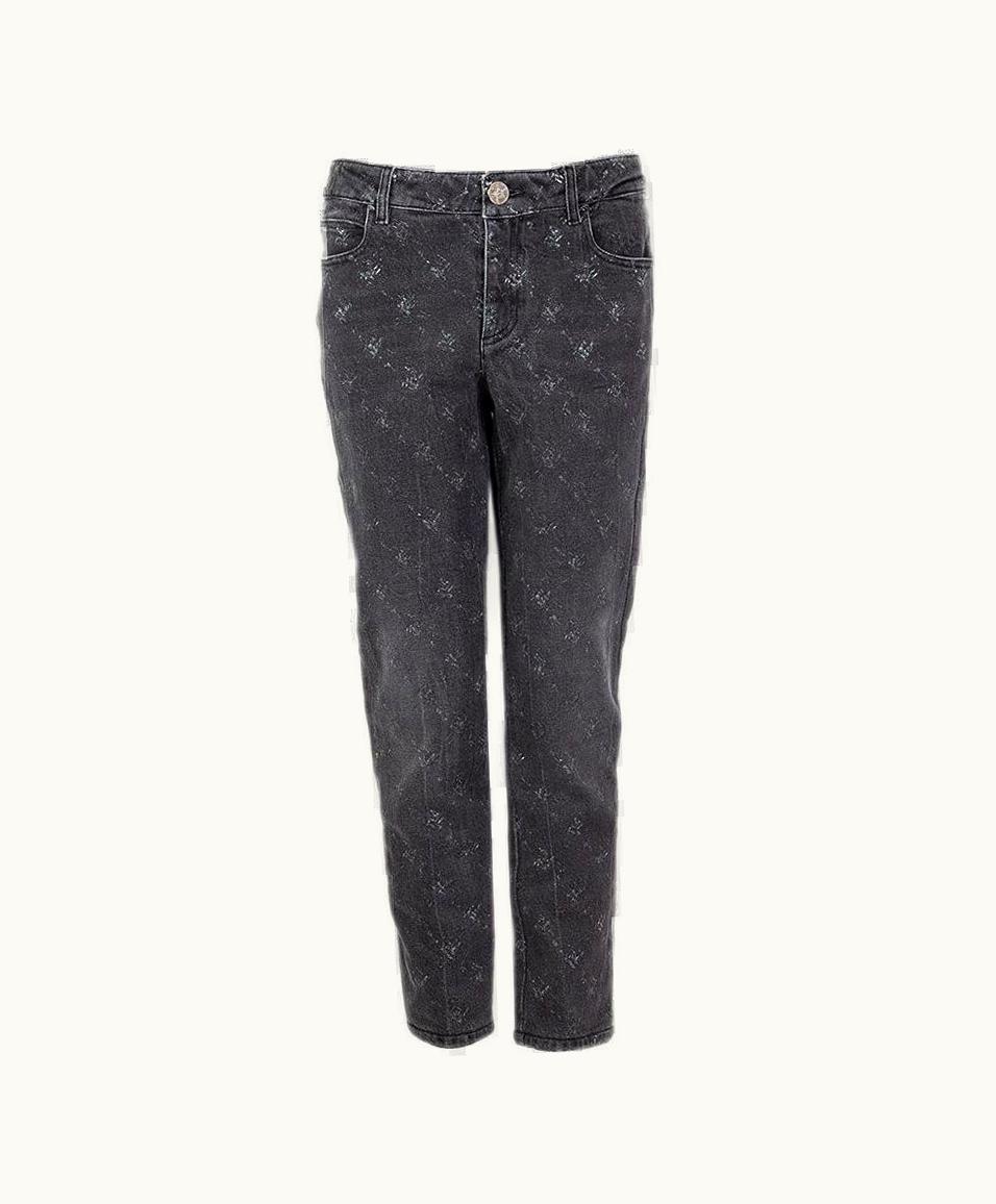 Chanel Chanel Grey Cotton 2019 Printed Denim Skinny Jeans Pants