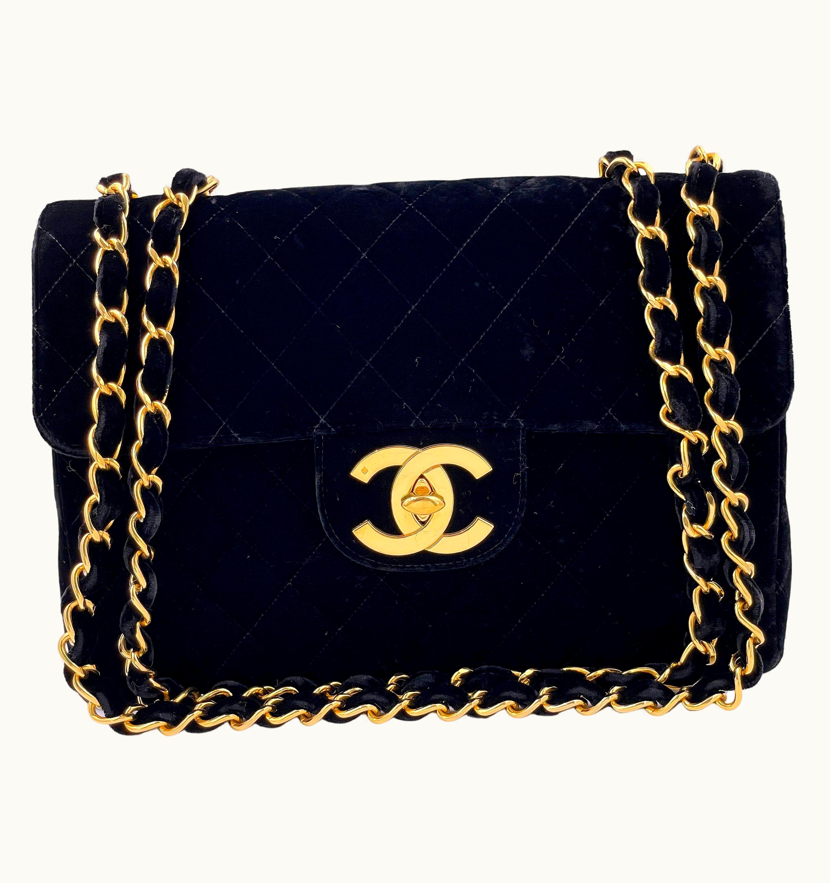 Chanel Chanel 1995 Vintage Black Velvet Jumbo Classic Flap Bag 24k Ghw