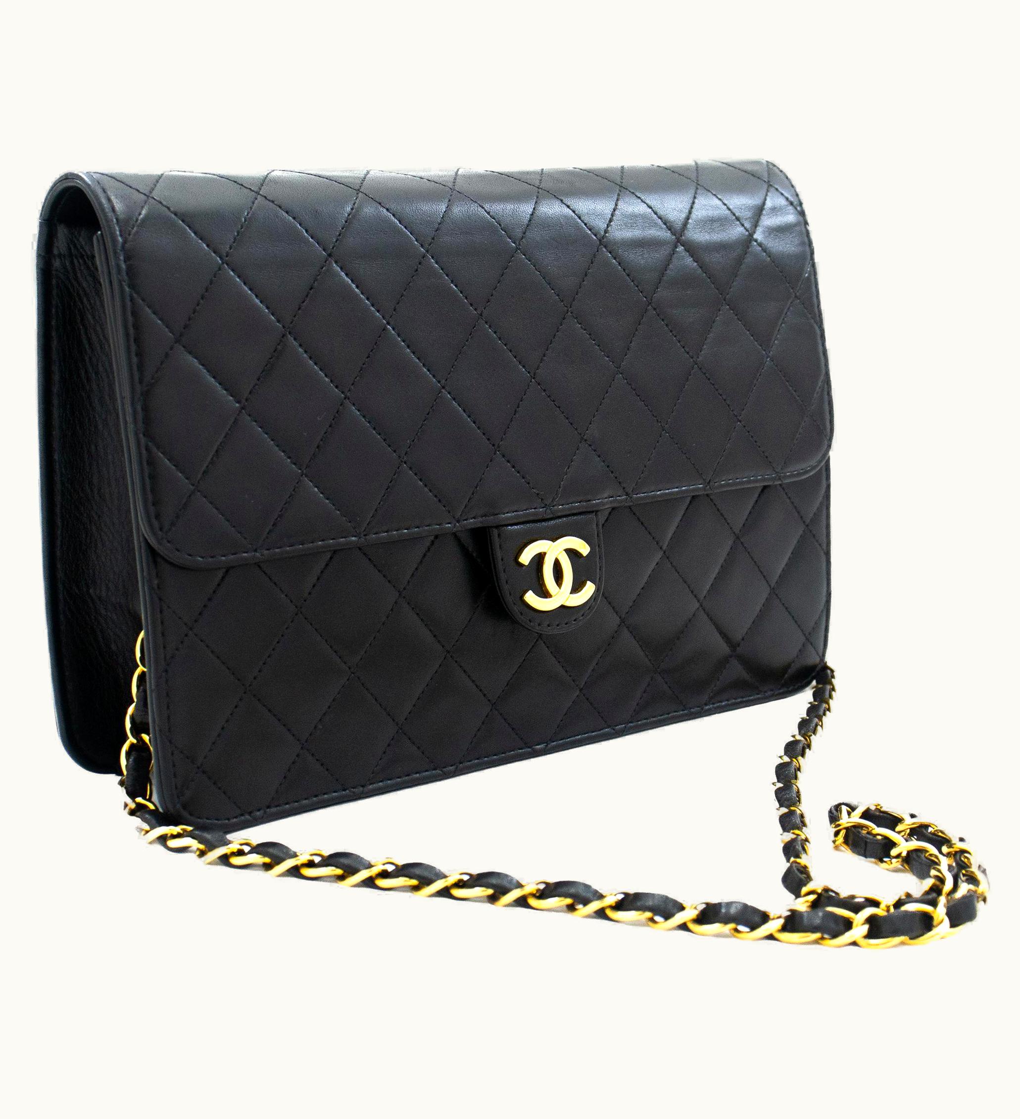 Chanel Chanel Chain Shoulder Bag Black Clutch Flap Quilted Purse Lambskin UZ0591889