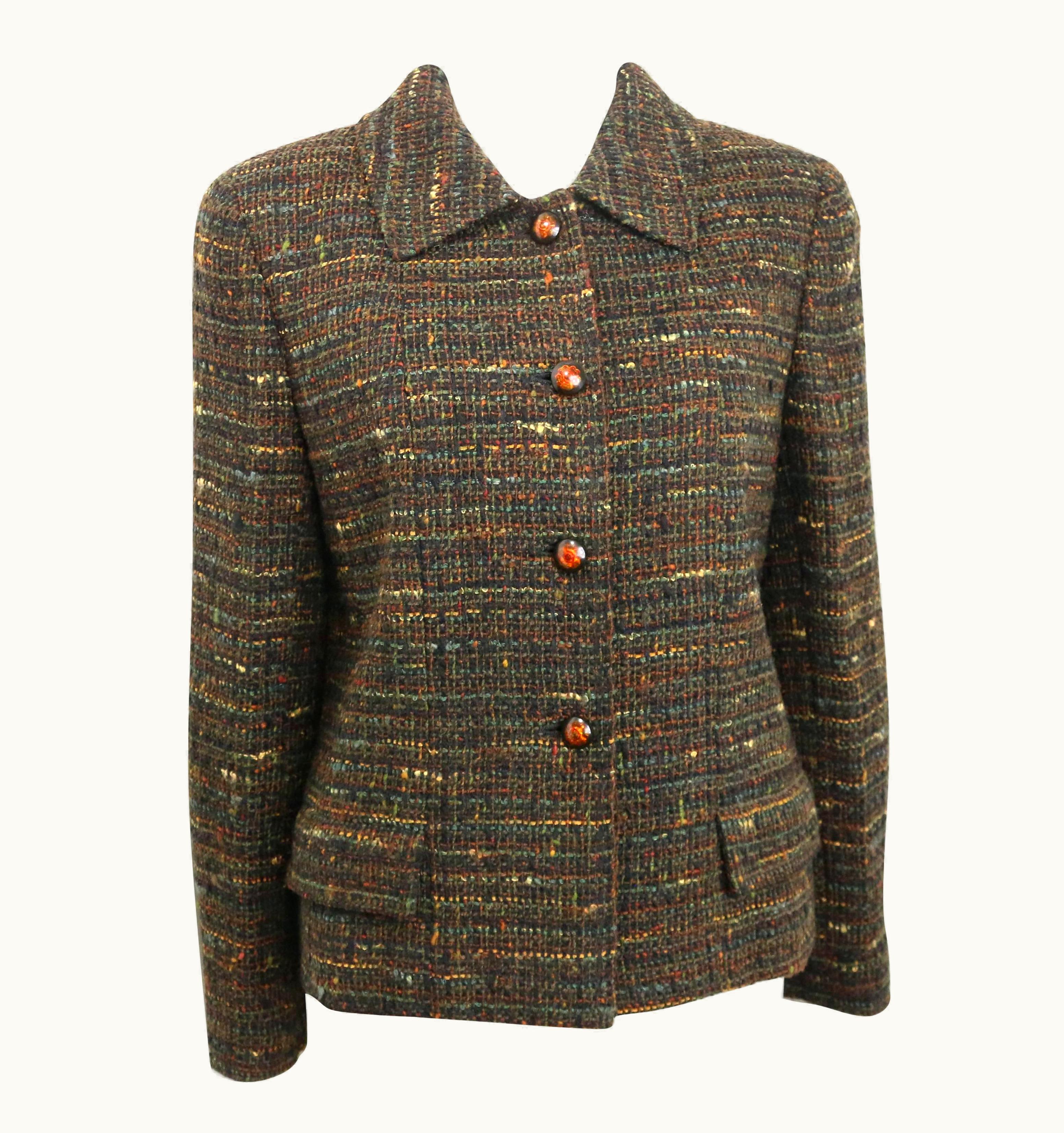 Chanel 1998 AW Chanel Brown Multi Colour Cropped Tweed Jacket