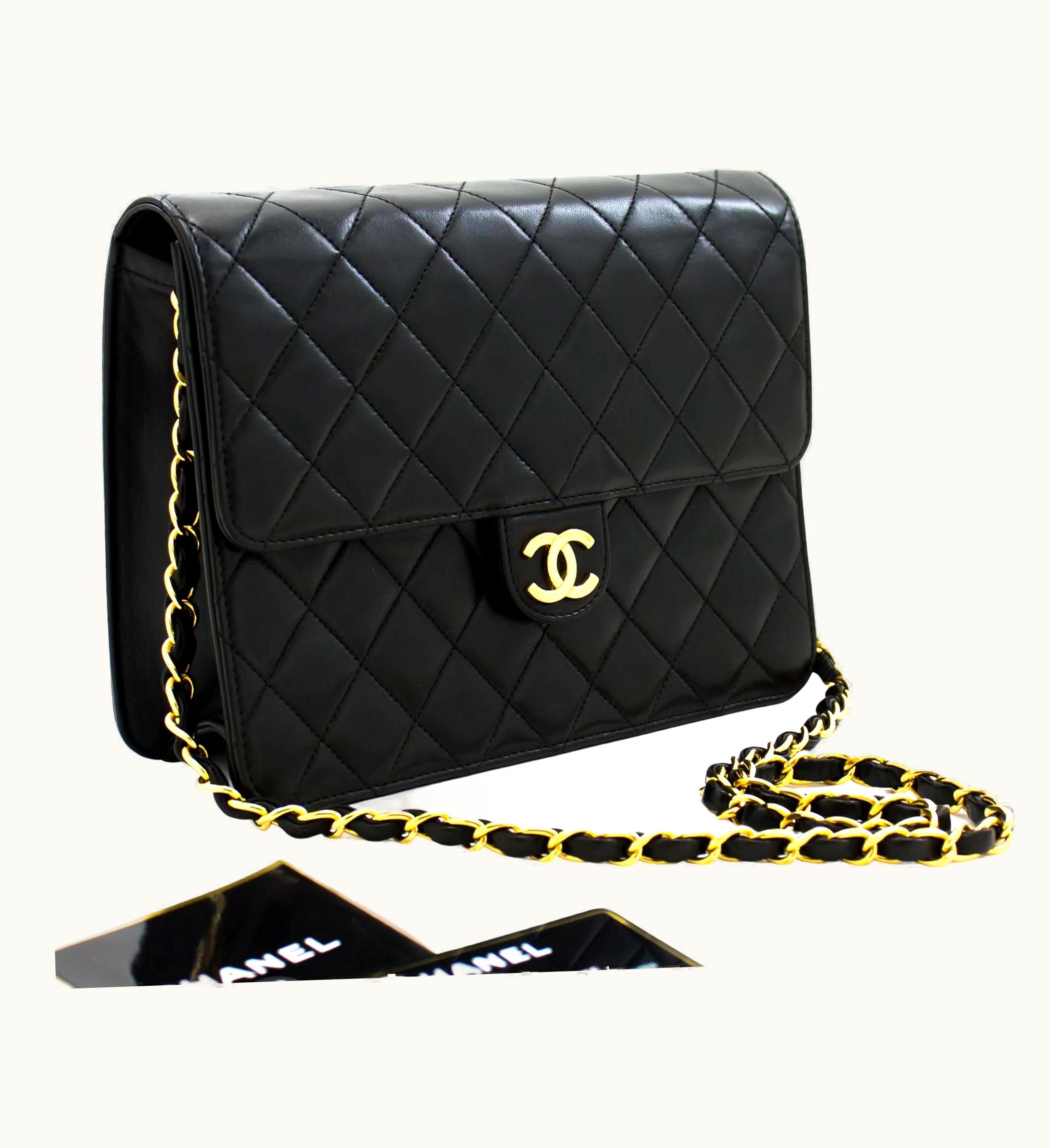 Chanel Chanel Chain Shoulder Bag Black Clutch Flap Quilted Purse Lambskin UZ0591895