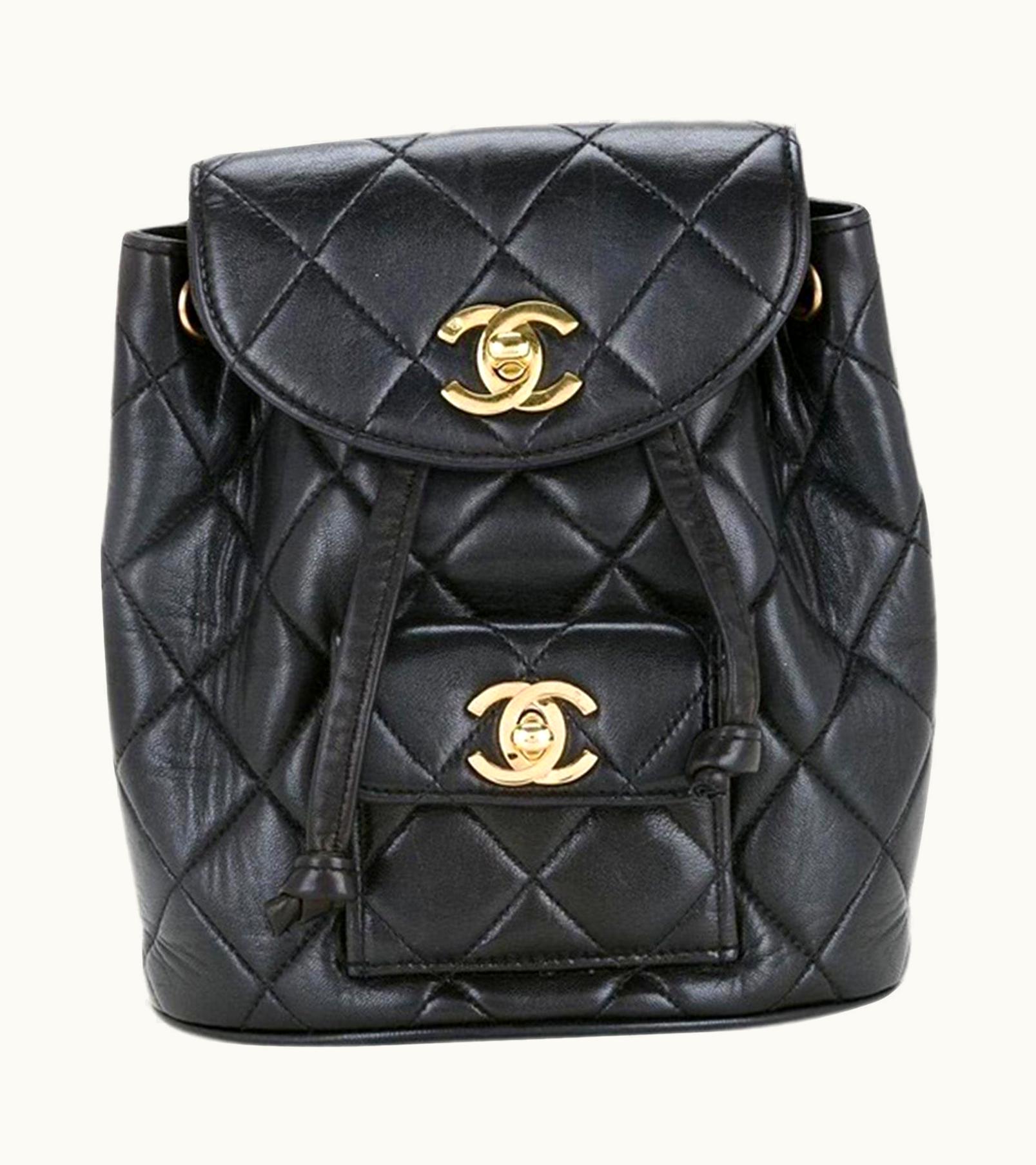 Chanel Chanel Quilted Vintage 1994 Micro Mini Rucksack Black Lambskin Leather Backpack