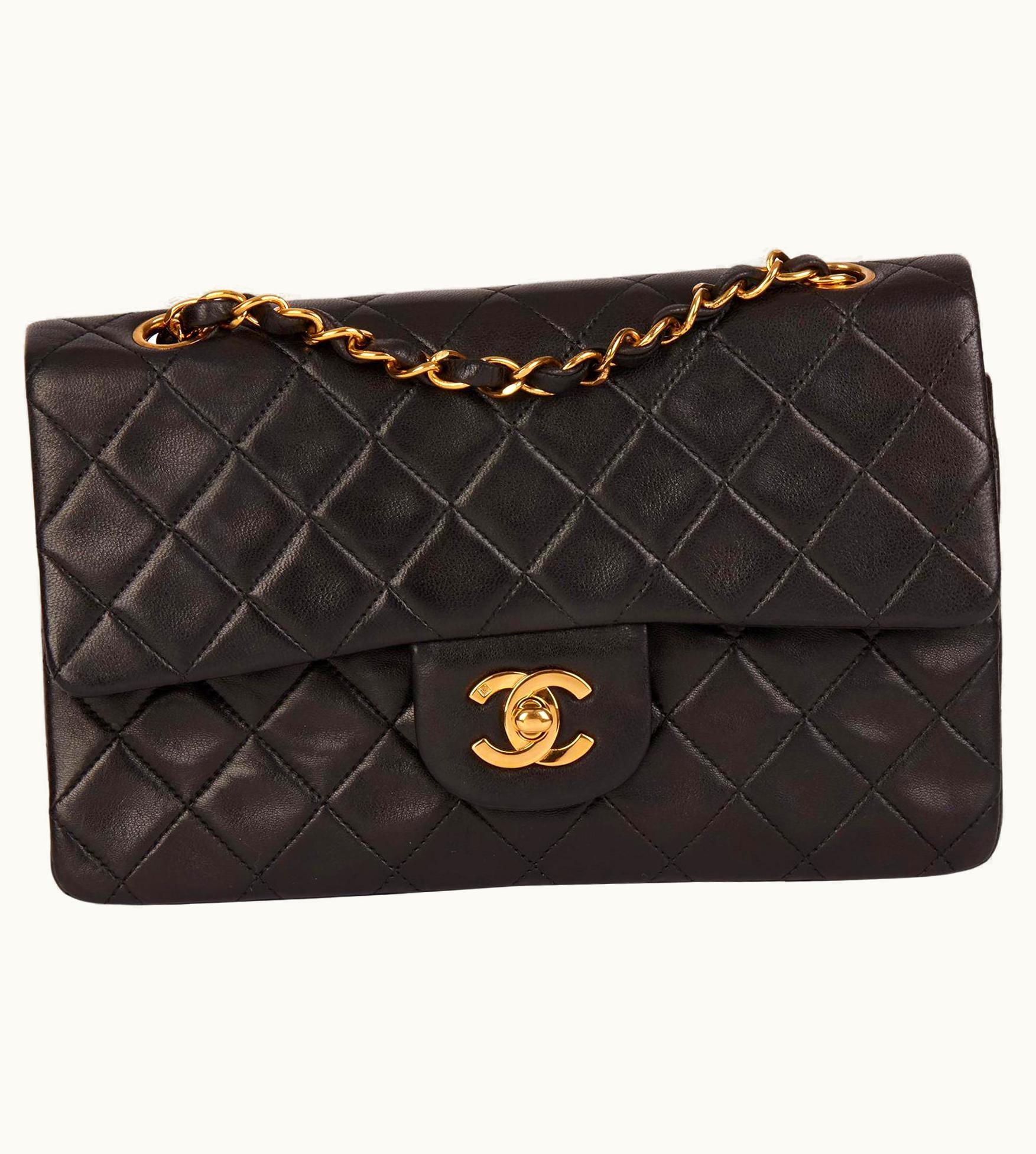 Chanel Chanel Black Quilted Lambskin Vintage Small Classic Double Flap Bag UZ0591906