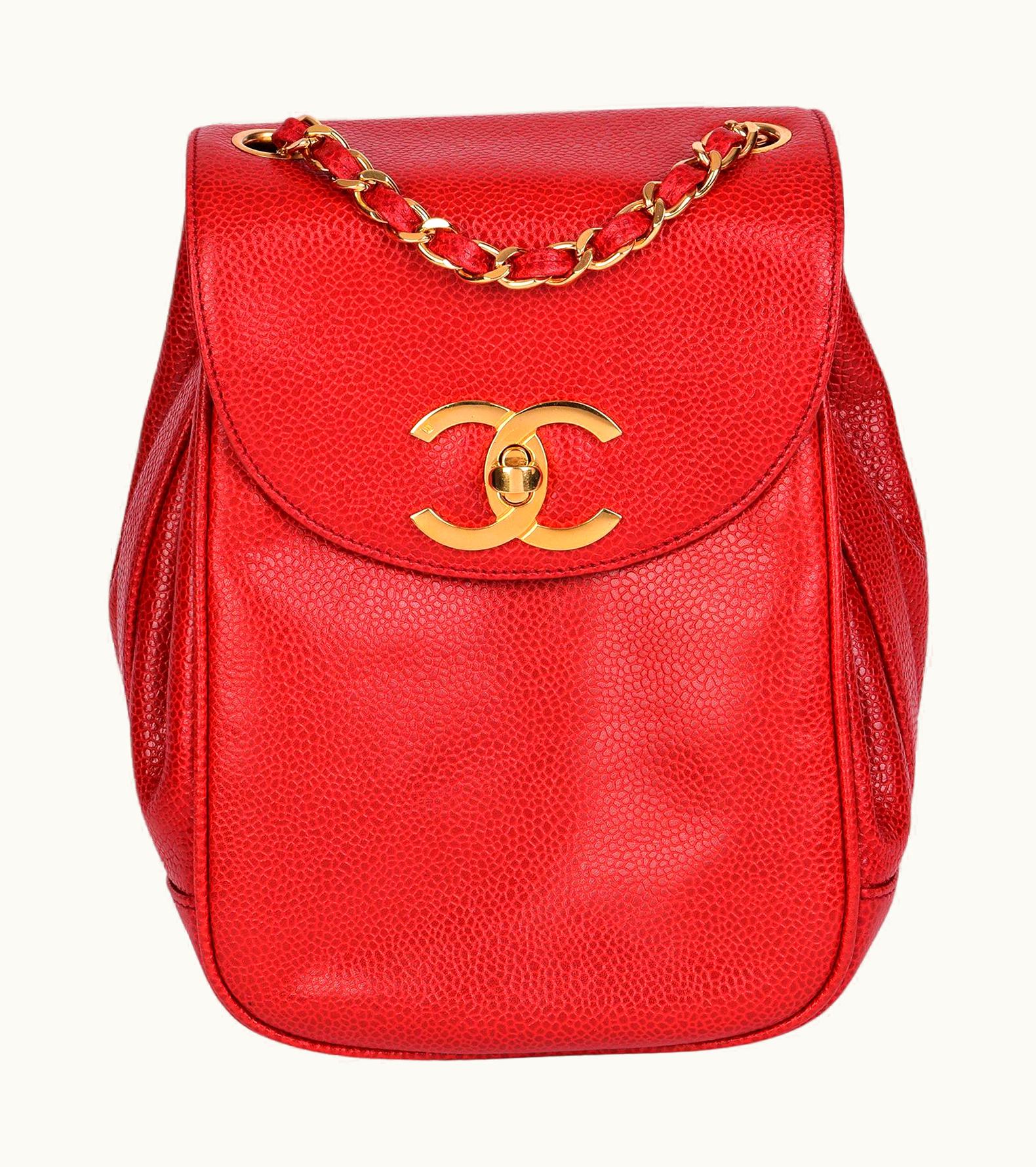 Chanel Chanel Red Caviar Leather Vintage Xl Classic Single Flap Bag