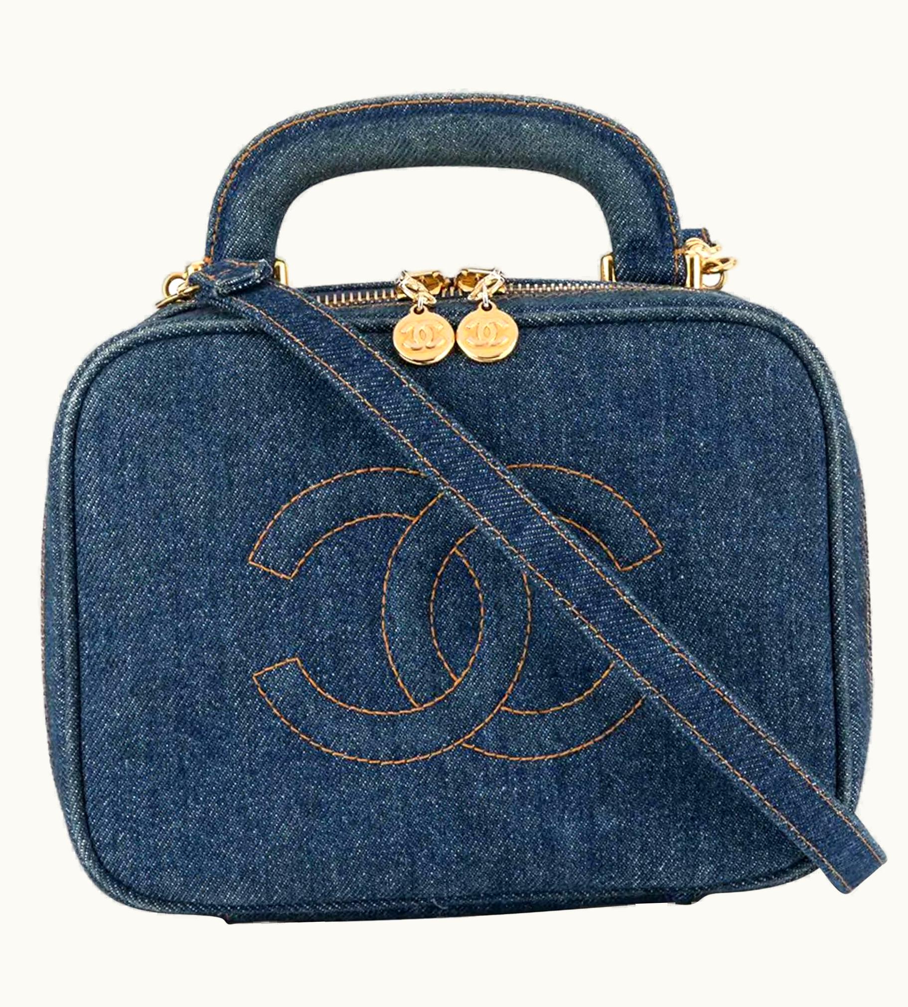 Chanel Chanel Vanity Case Rare Vintage Blue Mini Crossbody Black Denim Shoulder Bag