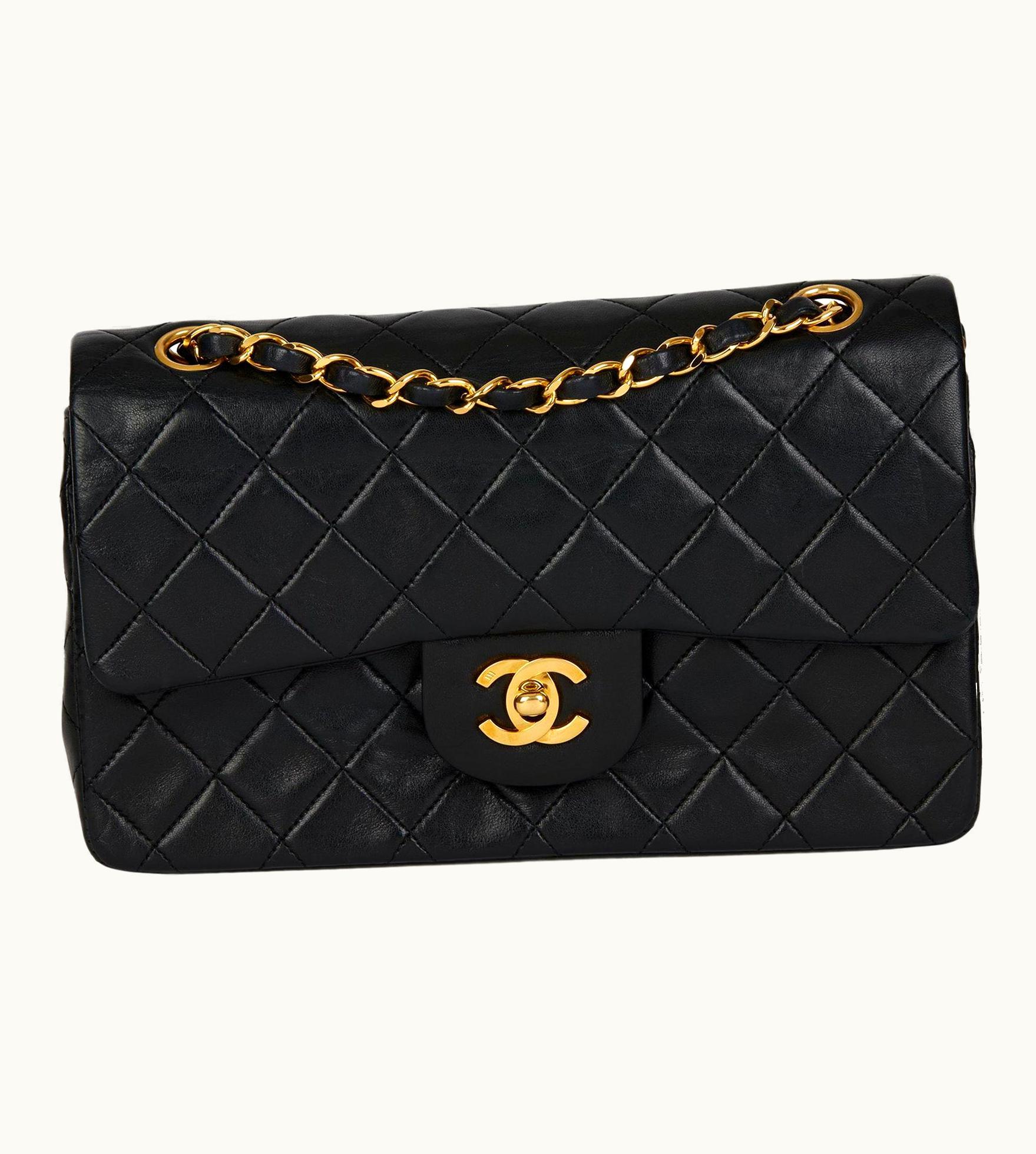Chanel Chanel Black Quilted Lambskin Vintage Small Classic Double Flap Bag UZ0591916