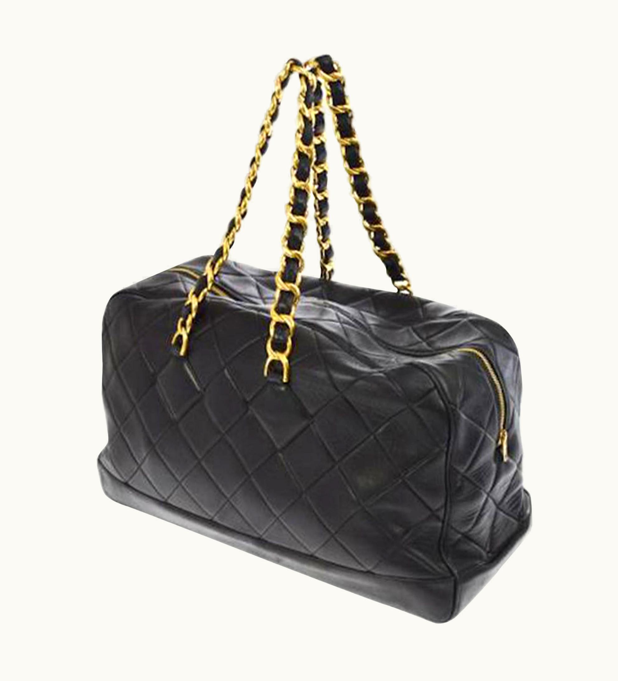 Chanel Chanel Shopping Xl Quilted Jumbo Vintage 90' Runway Tote Black Calfskin Bag