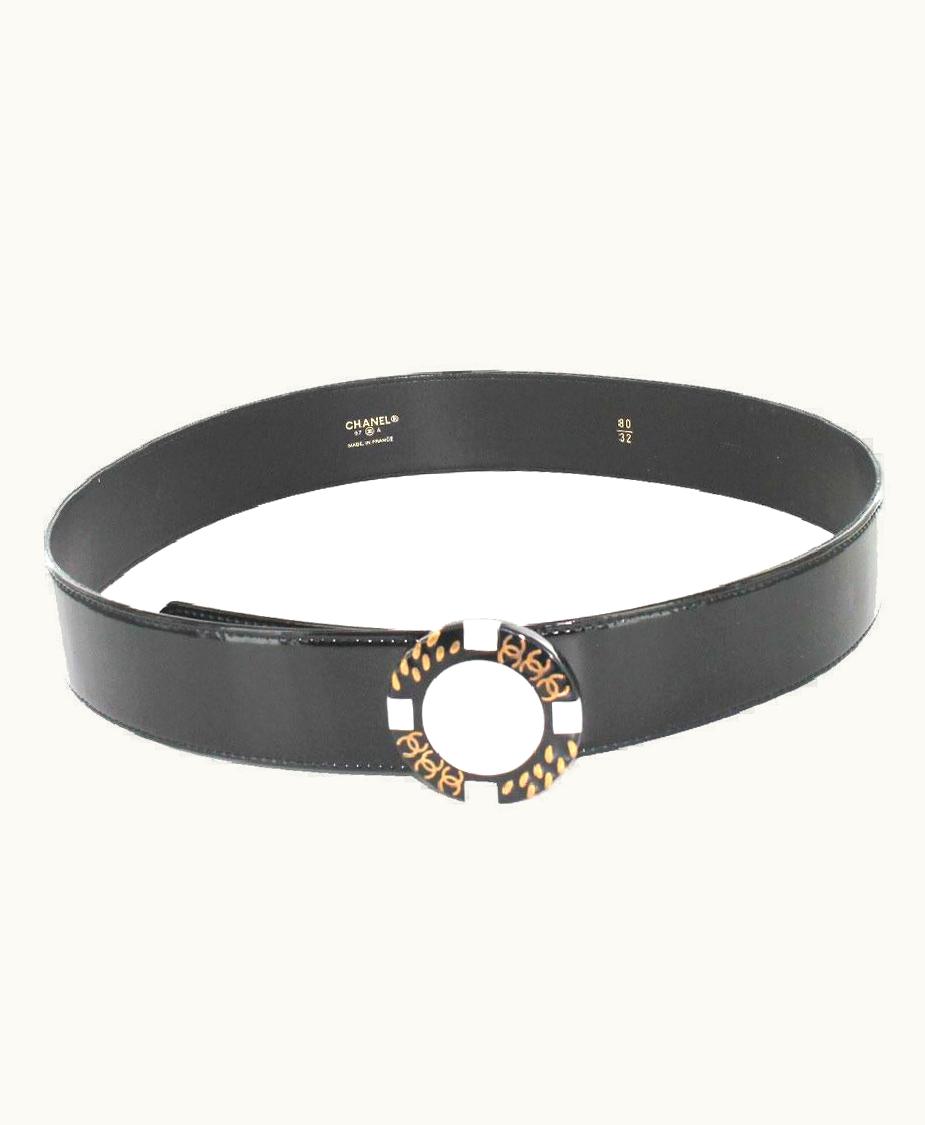 Chanel Chanel Vintage Belt In Black Patent Leather 0/32