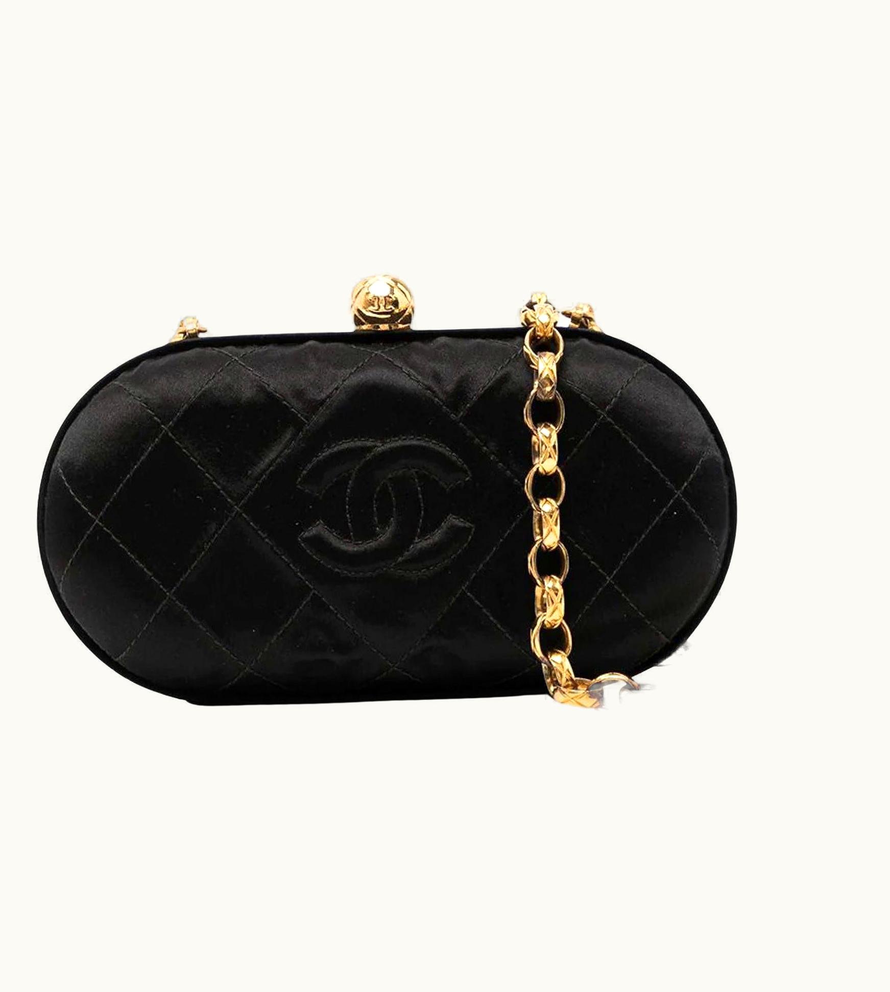 Chanel Chanel Vintage 90' Satin Mini Pill Cc Crossbody Bijoux Chain Clutch