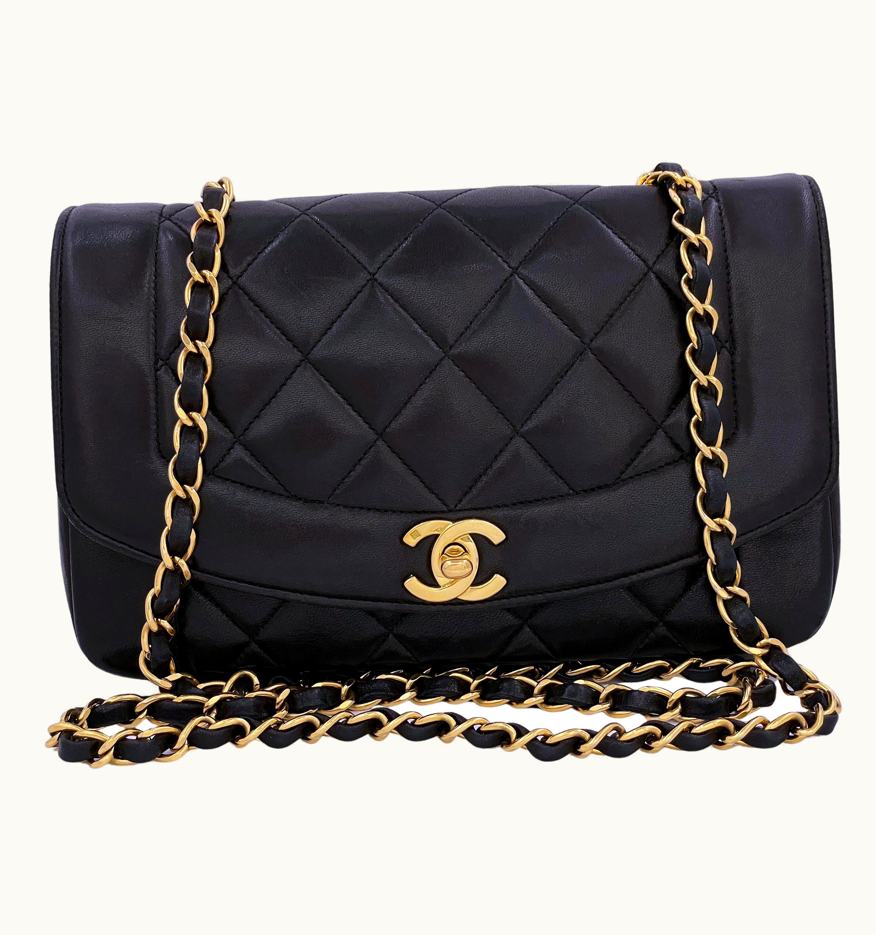 Chanel Chanel 1996 Vintage Black Small Diana Flap Bag 24k Ghw Lambskin
