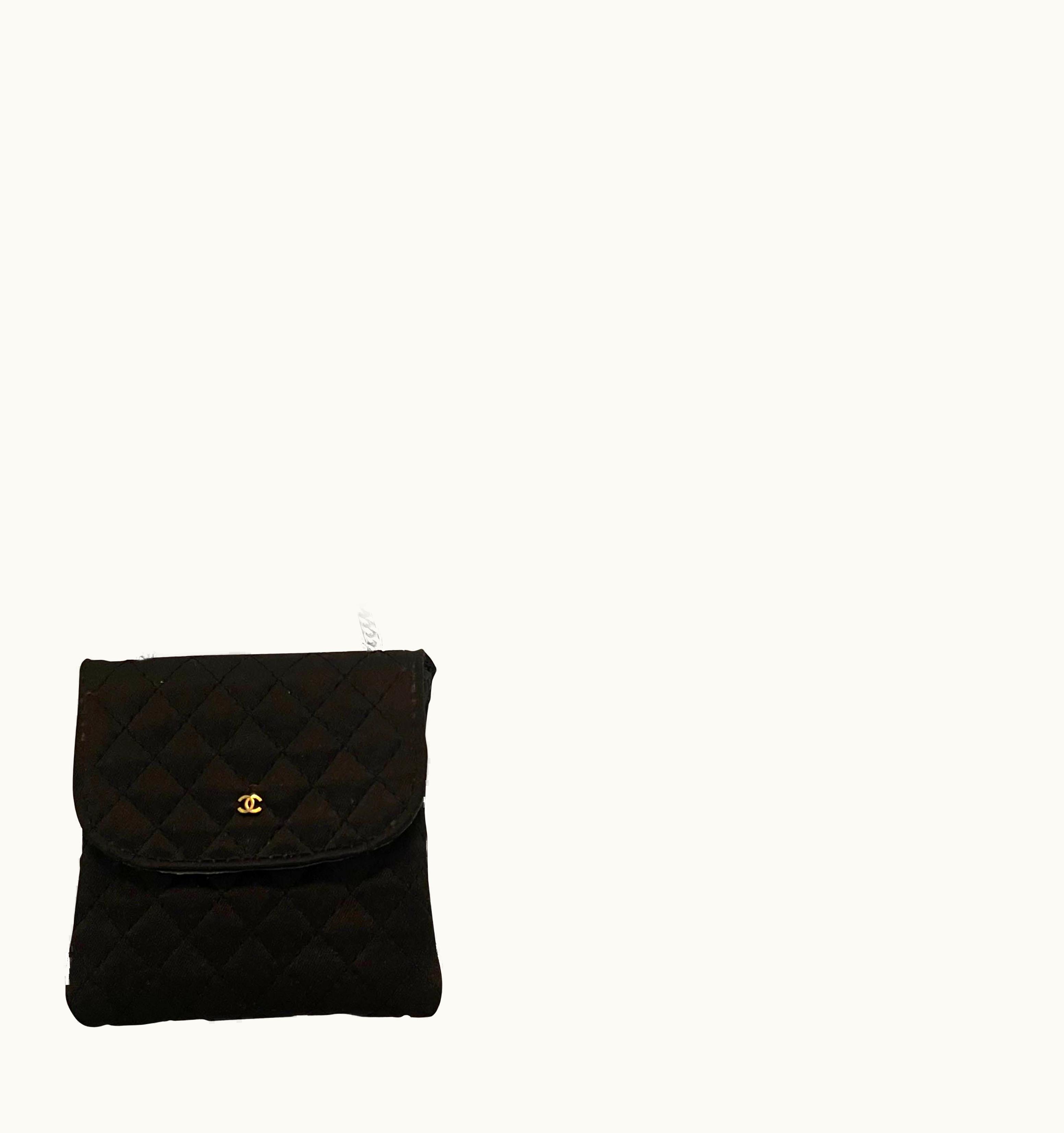 Chanel Chanel Rare Collectors Black Vintage Quilted Satin Micro Flap Bag Necklace