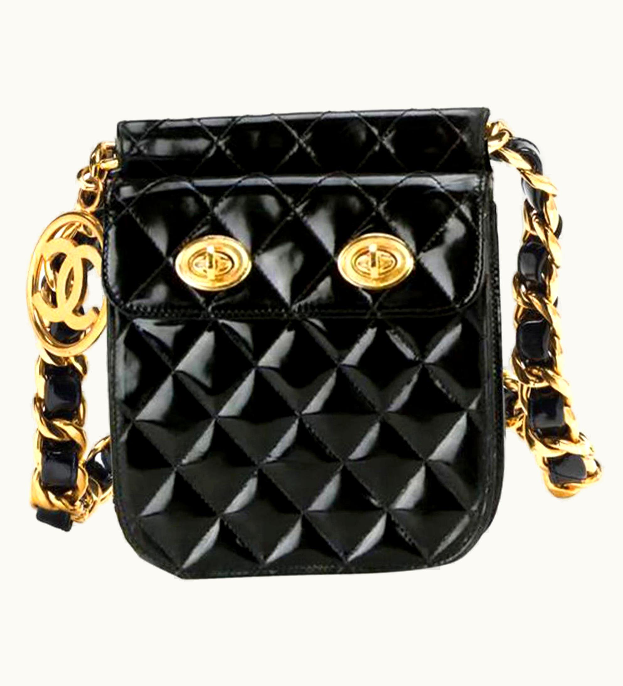 Chanel Chanel Waist Collectible Rare Vintage 90' Runway Black Patent Fanny Pack Belt