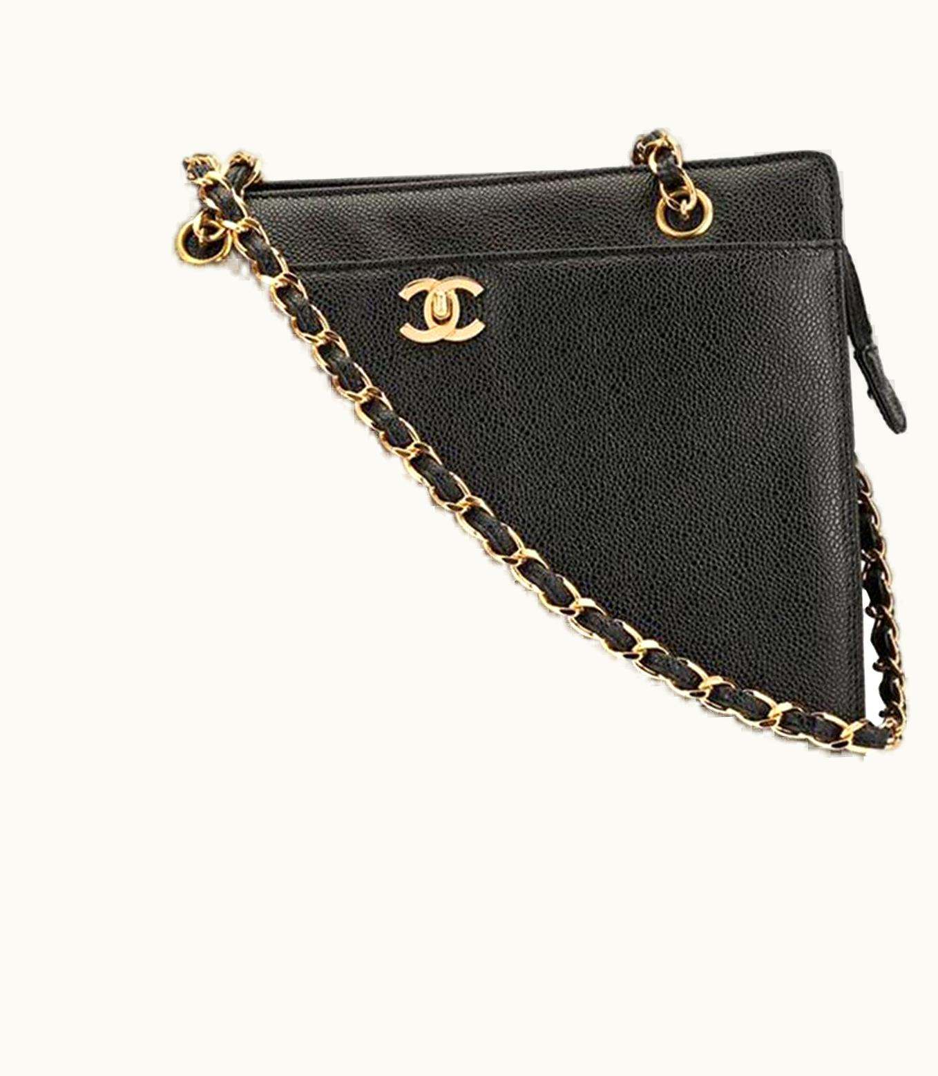 Chanel Chanel Shopping Shoulder Bag Vintage 90s Small Classic Black Caviar Leather Tote