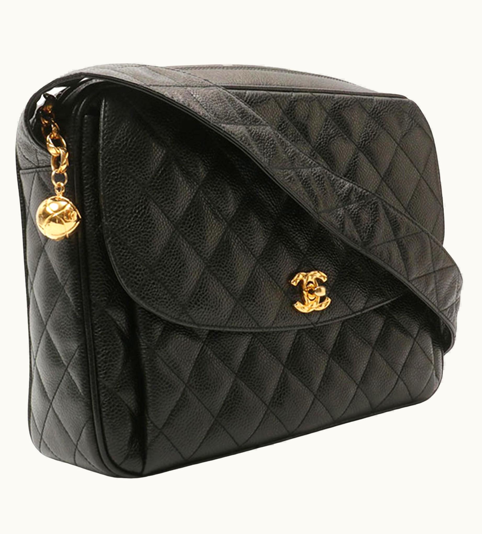 Chanel Chanel Vintage 90' Black Caviar Quilted Cc Classic Flap Crossbody Shoulder Bag