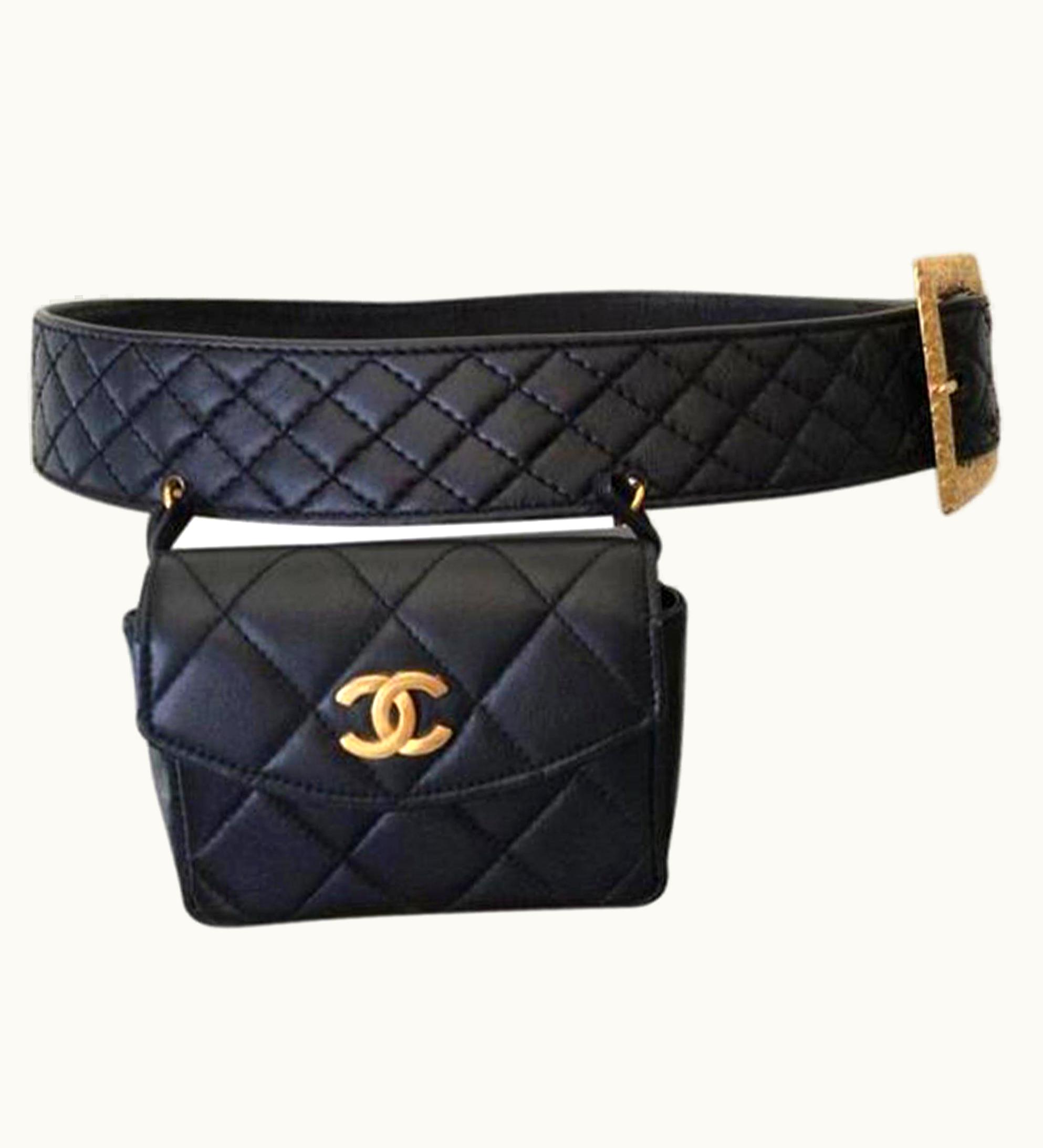 Chanel Chanel Belt Bag Rare Vintage 90s Mini Fanny Pack Waist Black Leather Baguette