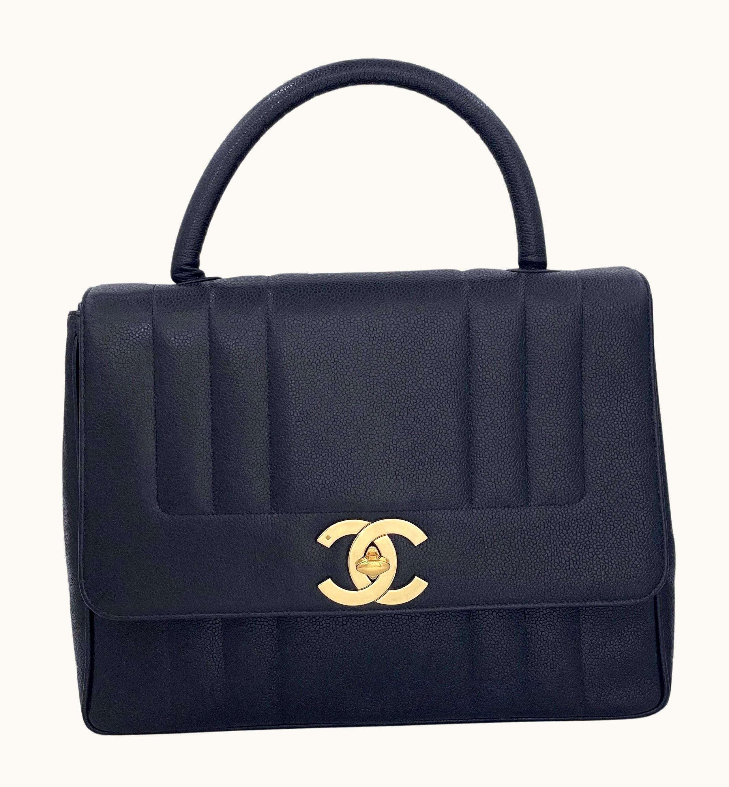 Chanel Chanel 1994 Vintage Black Caviar Jumbo Logo Mademoiselle Kelly Bag 24k Ghw
