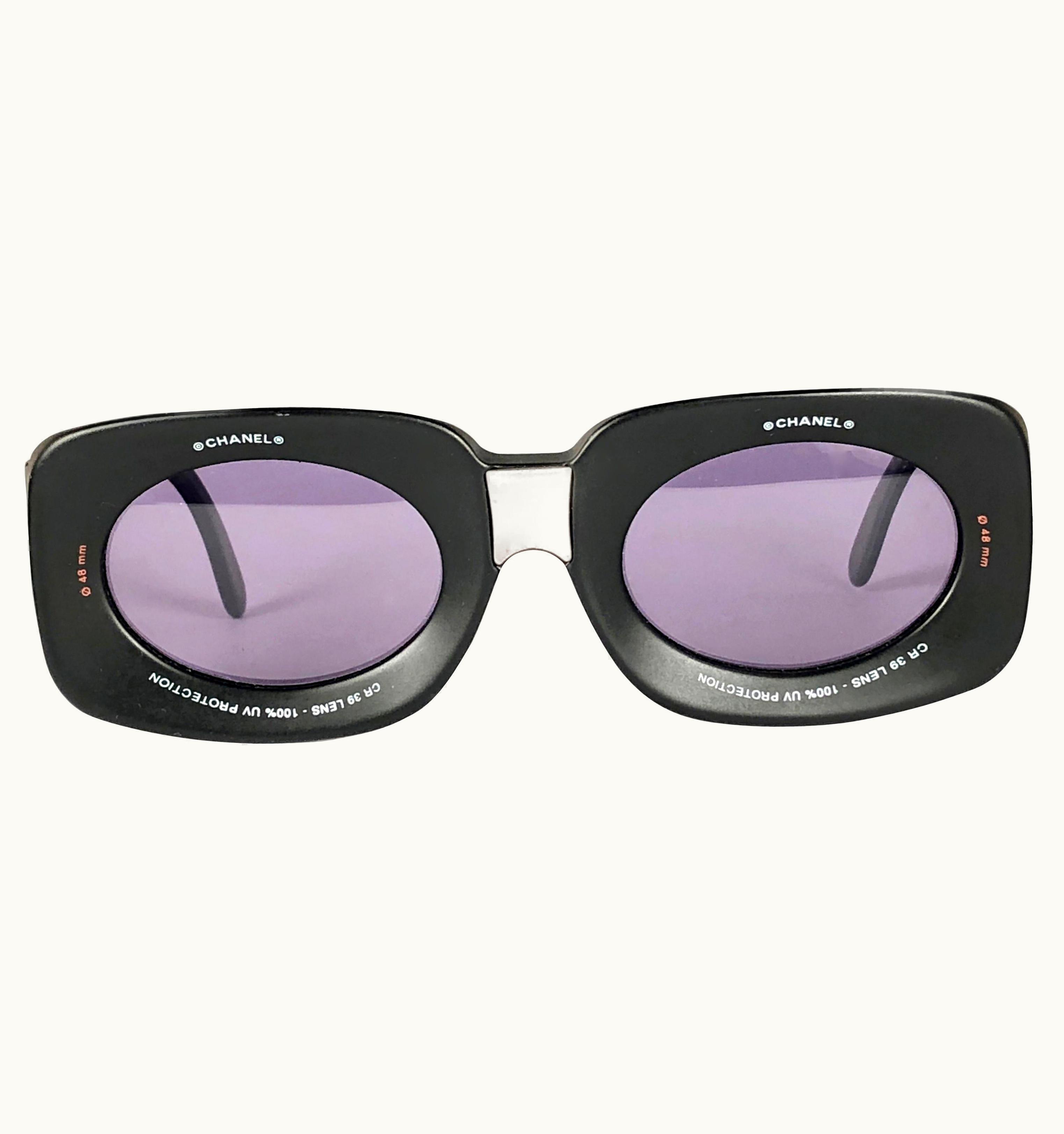 Chanel Chanel Vintage Camera Lens Black & Grey Sunglasses Made In Italy Collector Item