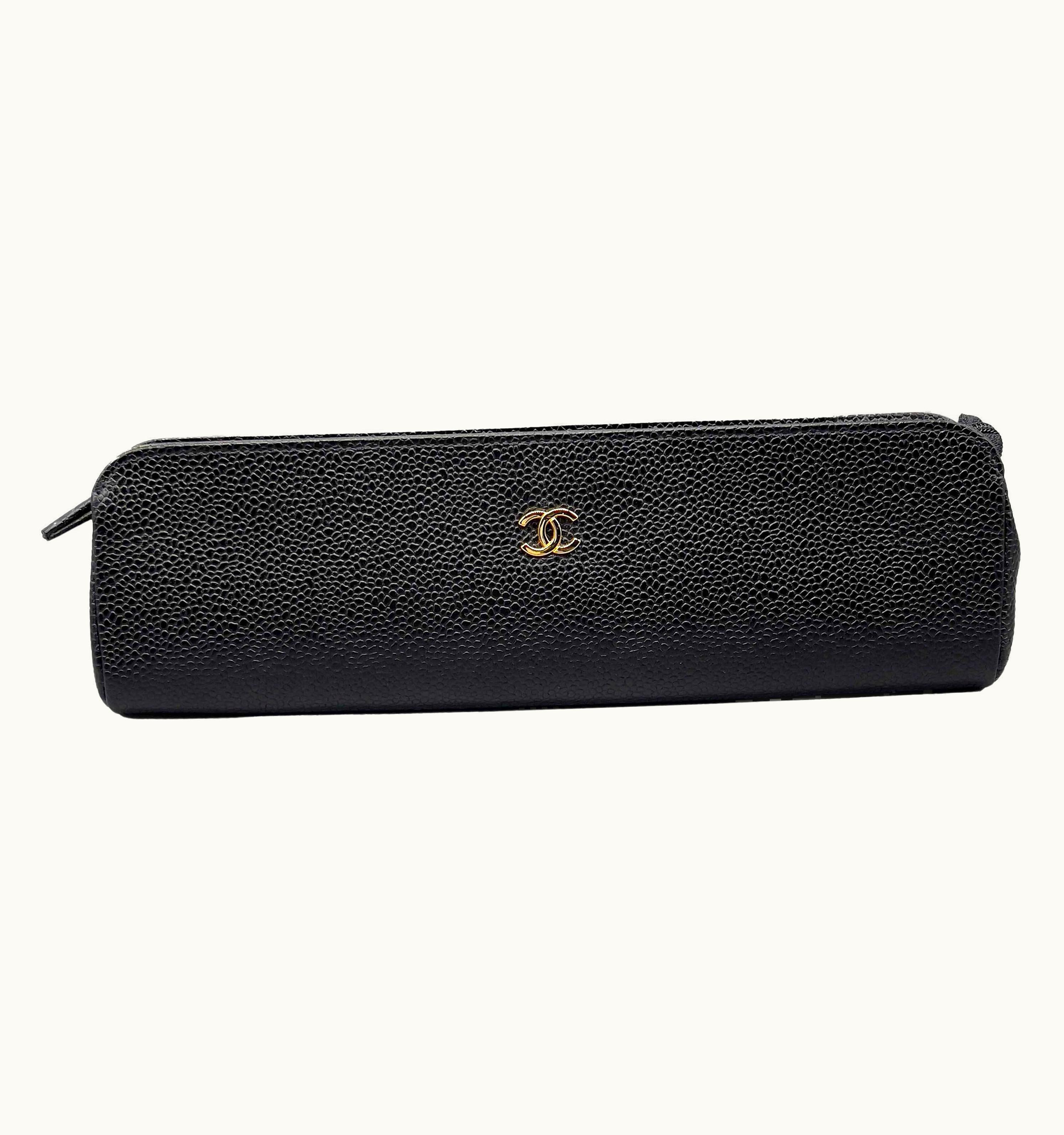 Chanel Chanel Vintage 1996 Black Case S/S Pouch S/S Makeup Bag Caviar Leather S/S Cc Logo
