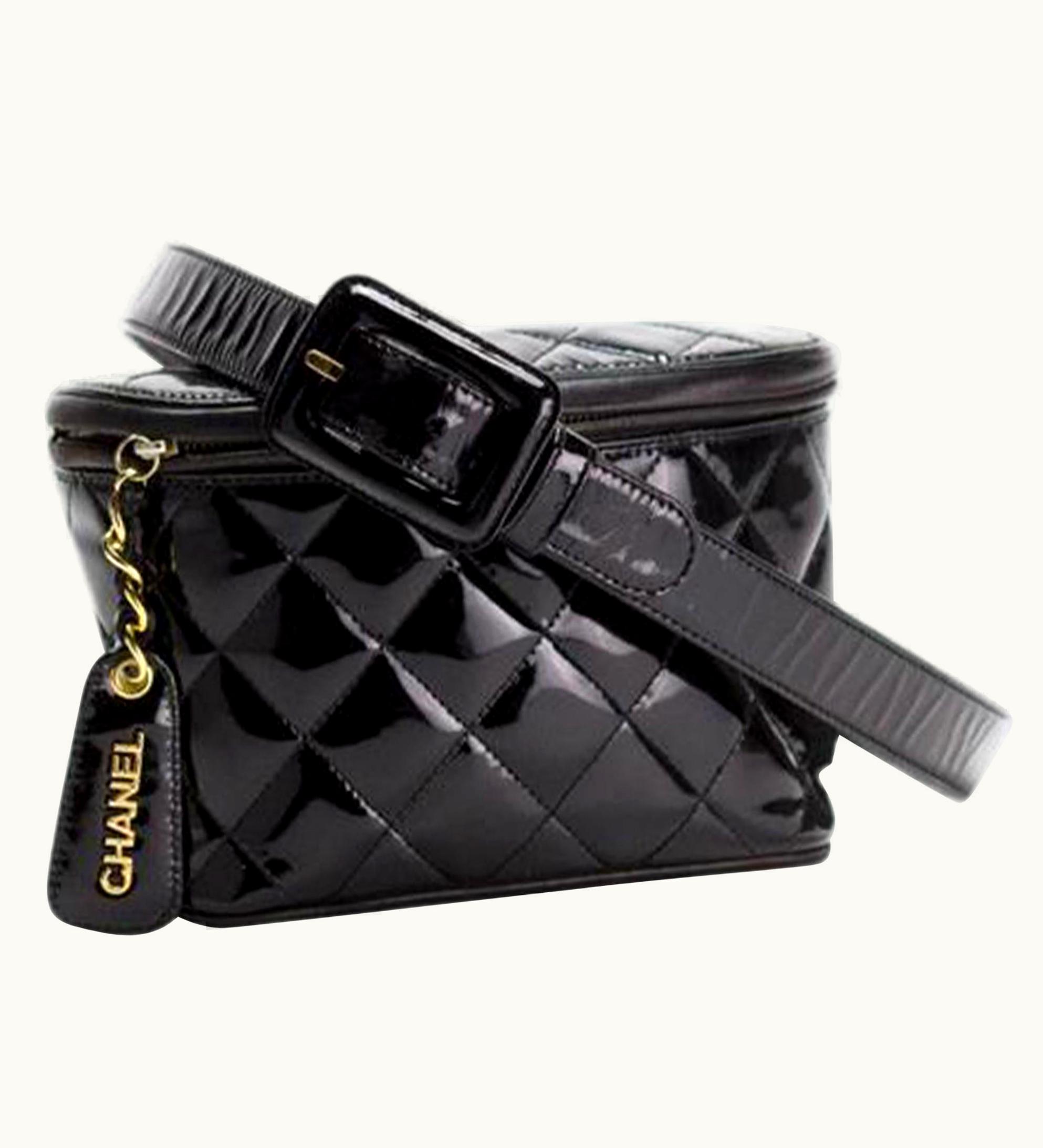 Chanel Chanel Waist Vintage Rare 1994 Belt Bum Fanny Pack Black Patent Leather Bag UZ0592044