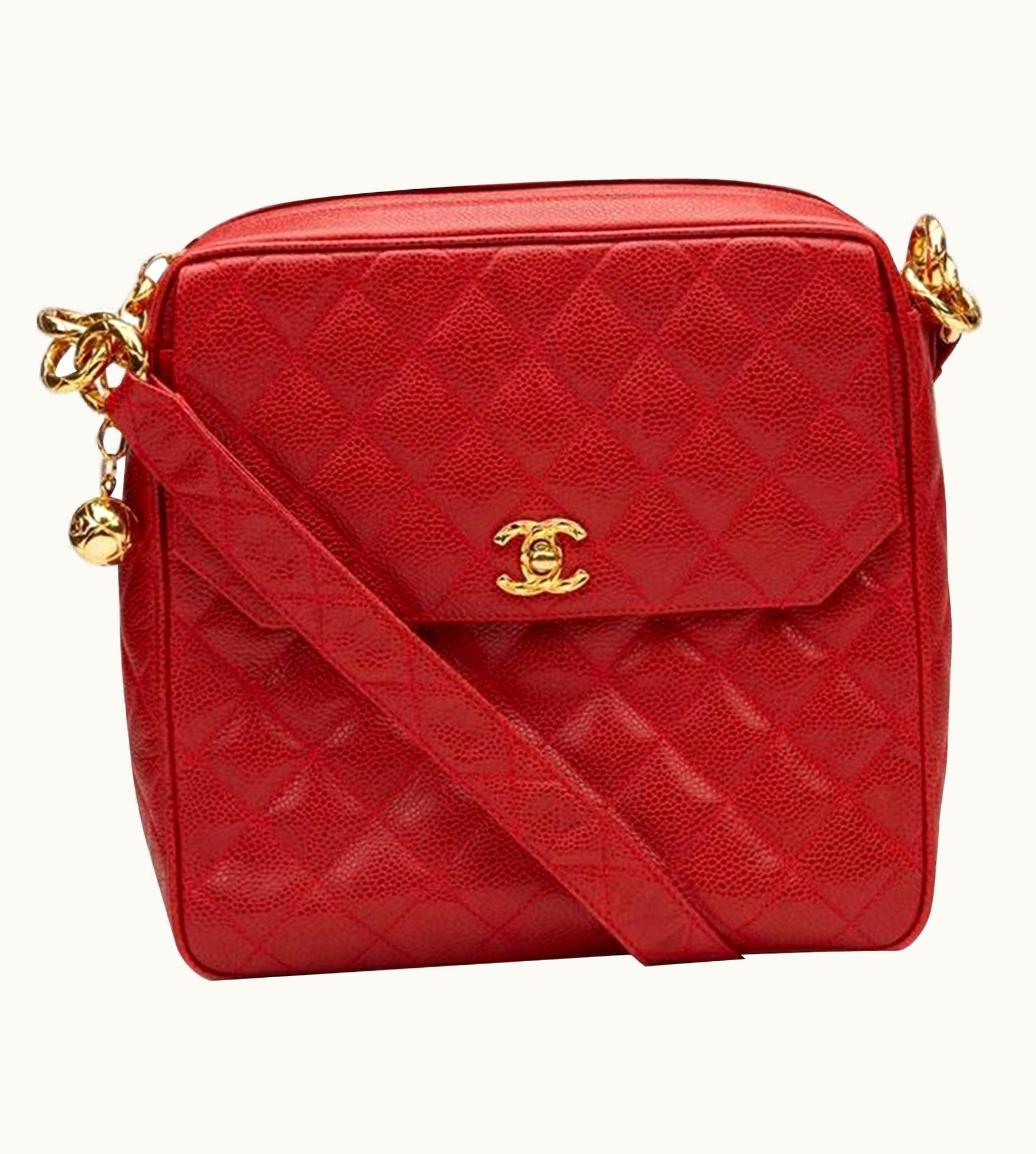 Chanel Chanel Classic Flap Vintage With Gold Hardware Red Caviar Leather Cross Body Bag