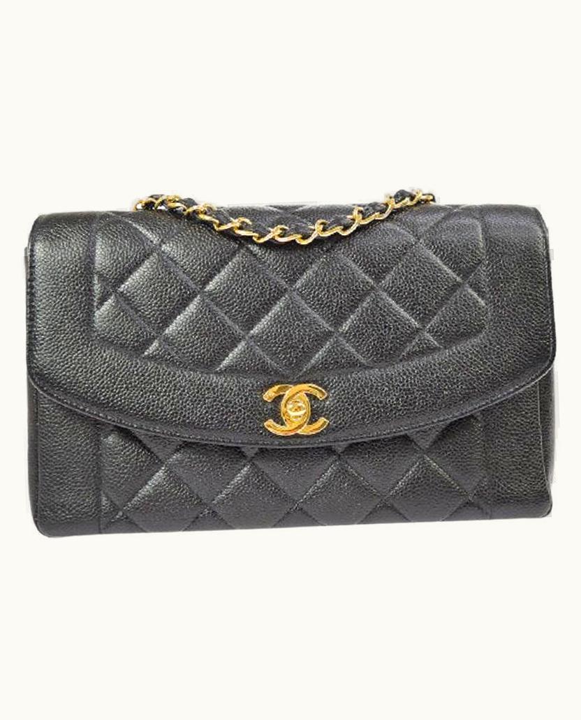 Chanel Chanel Black Caviar Leather Gold Hardware Medium Gold Hardware Shoulder Flap Bag