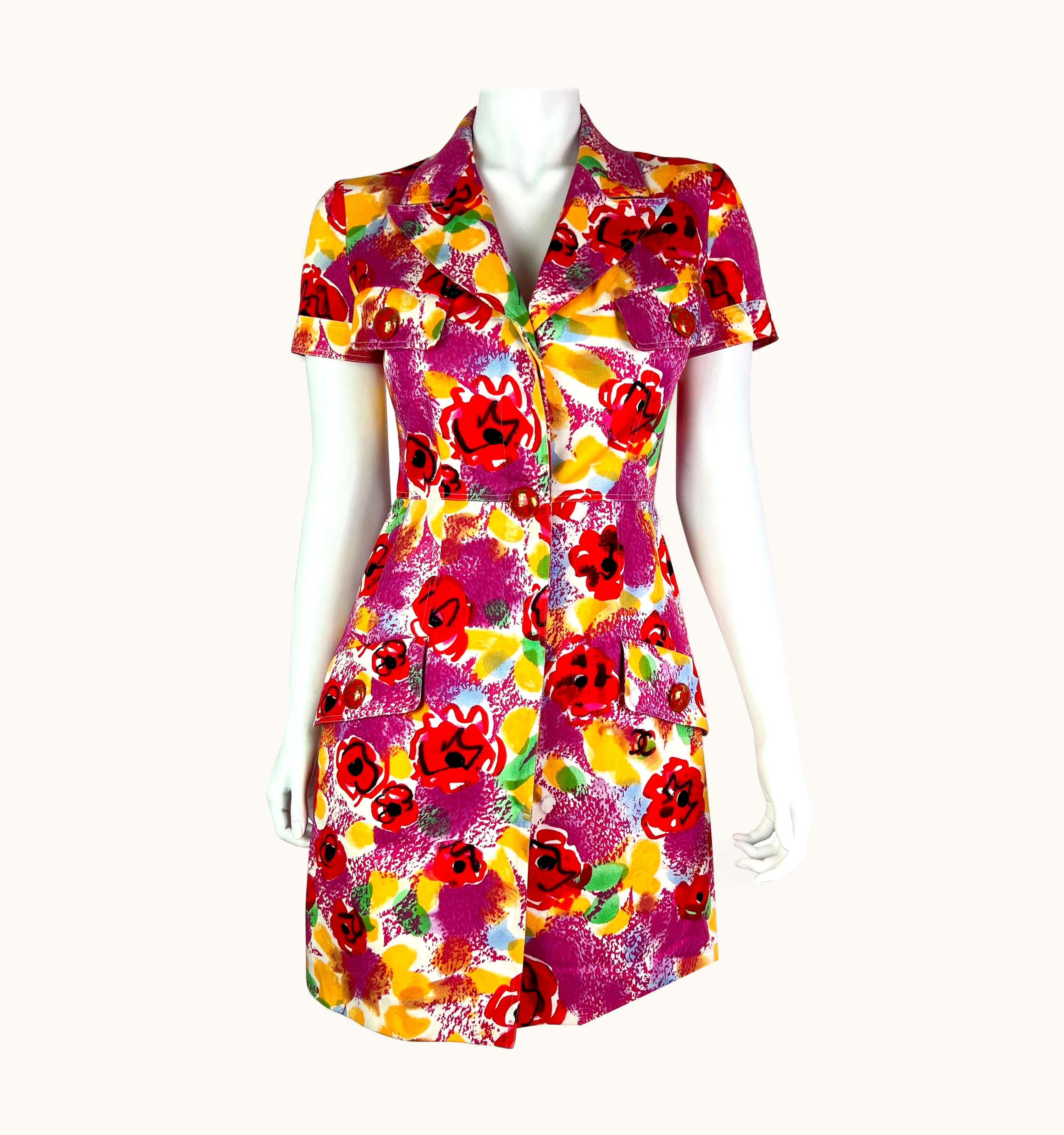 Chanel S/S 1997 Rtw Chanel By Karl Lagerfeld Camelia Print Dress