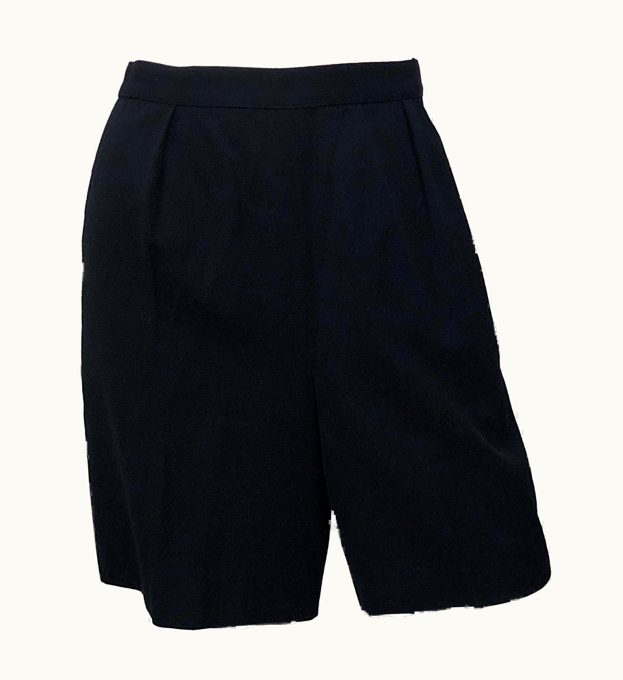 Chanel Chanel Vintage Karl Lagerfeld High Waisted 1980s Black Wool Pleated 80s Shorts