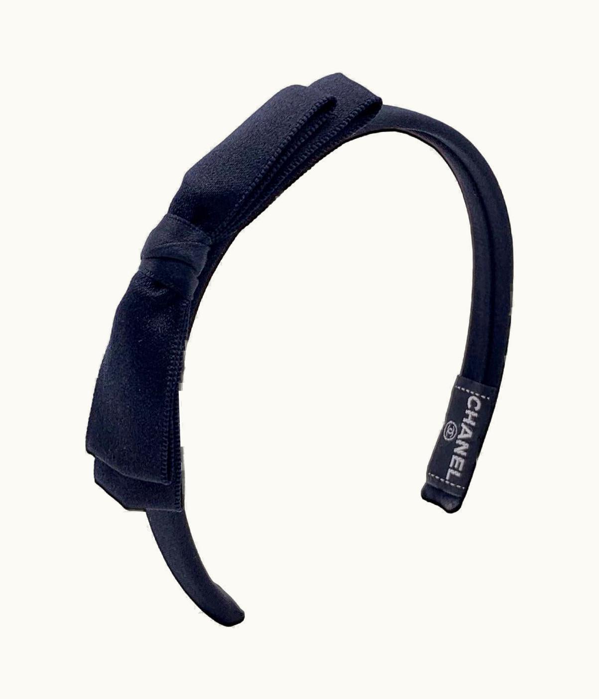 Chanel Chanel Vintage Black Silk Satin Headband Hair Accessory With Bow