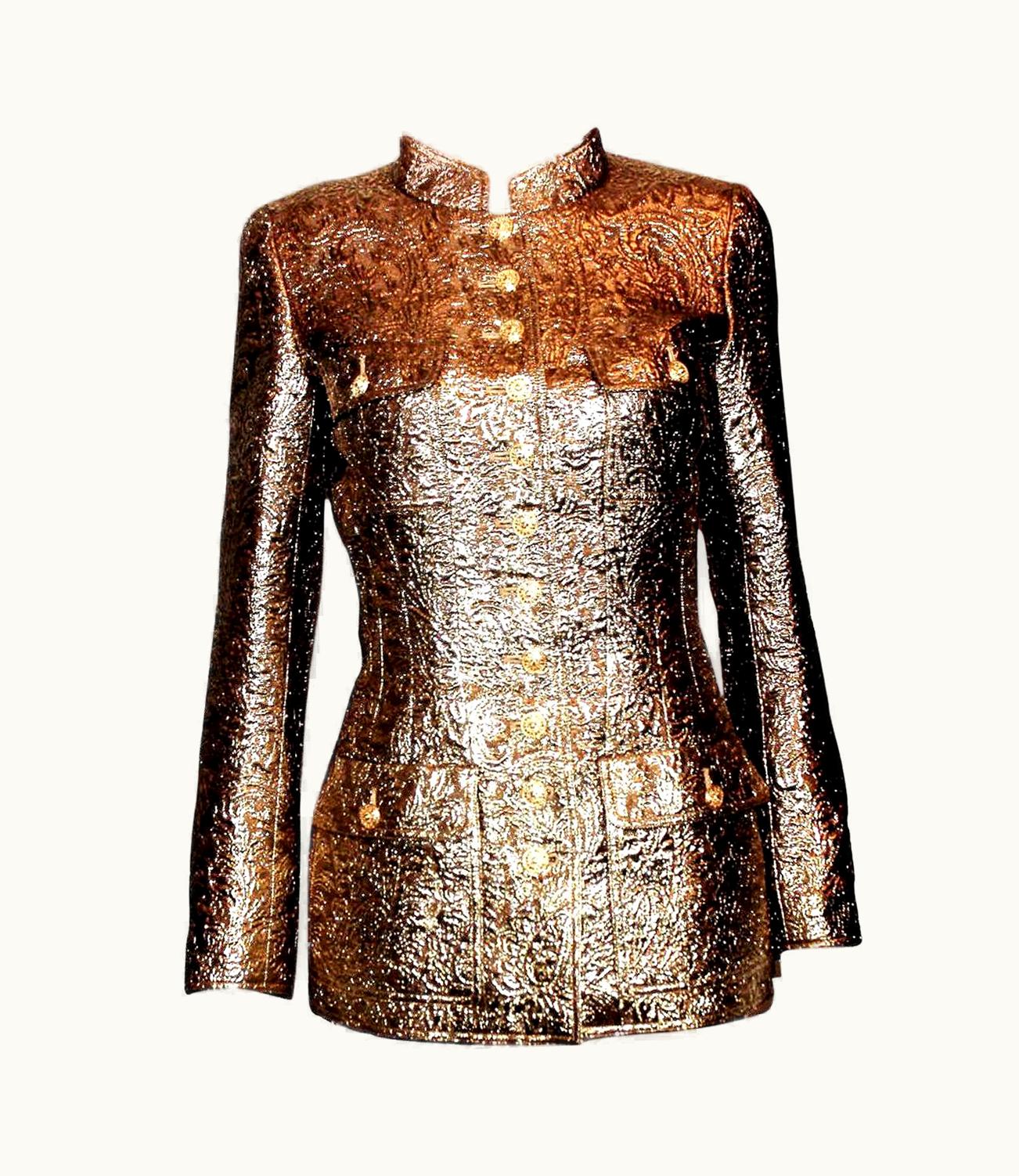 Chanel Unworn Iconic Chanel 1996 Golden Metallic 3d Structured Jacket Blazer
